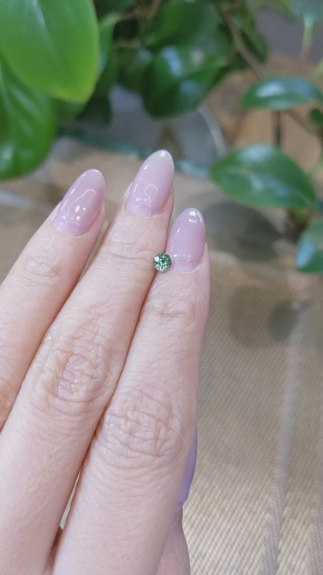 0.37 Ct. Bluish Green Sapphire from Madagascar Size Video