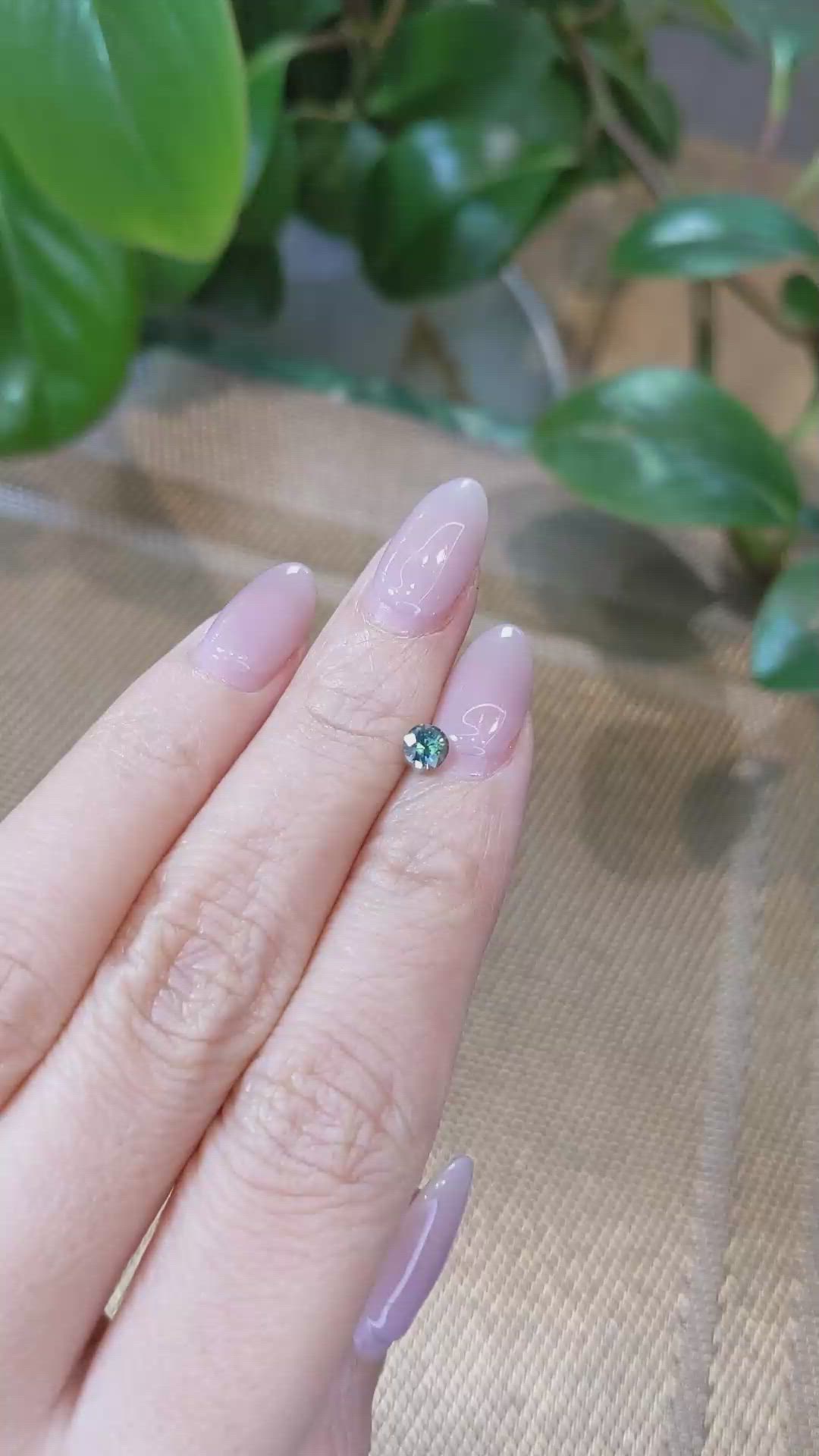 0.53 Ct. Bluish Green Sapphire from Madagascar Size Video