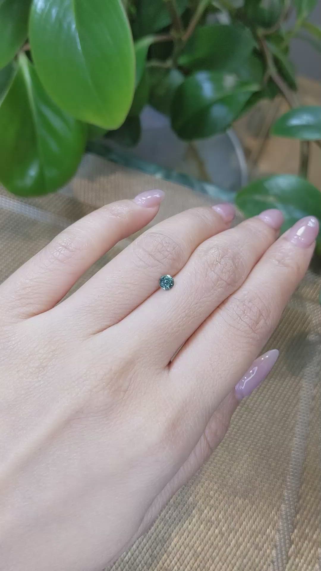 0.42 Ct. Bluish Green Sapphire from Madagascar Size Video