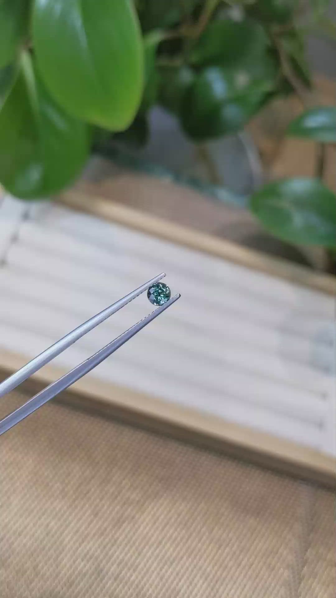 0.42 Ct. Bluish Green Sapphire from Madagascar Size Video