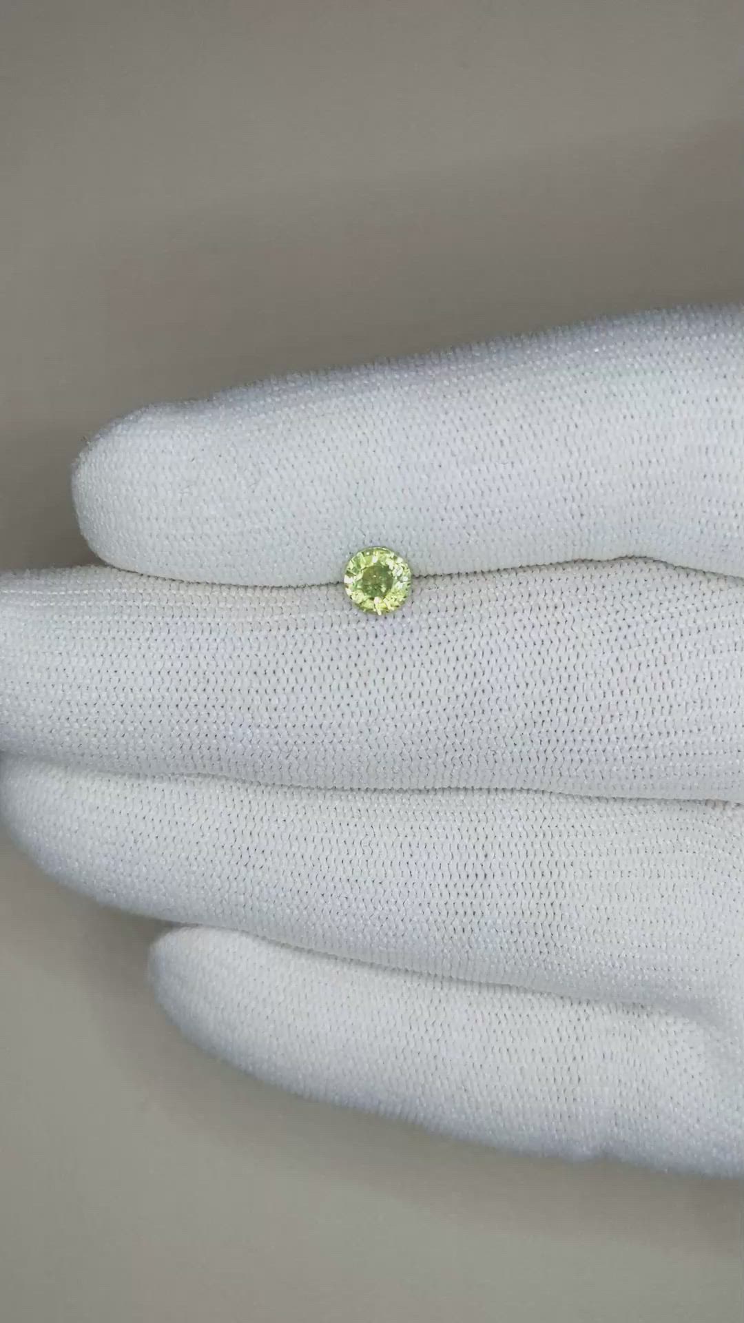 0.66 Ct. Yellowish Green Sapphire from Madagascar Size Video