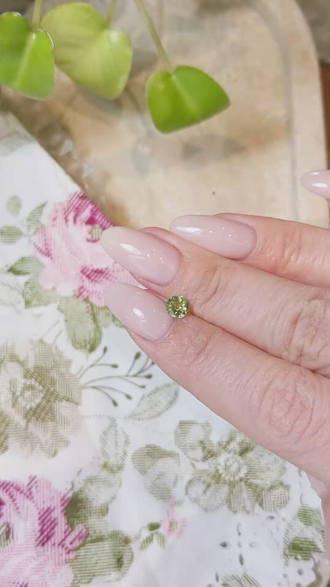 0.66 Ct. Yellowish Green Sapphire from Madagascar Size Video