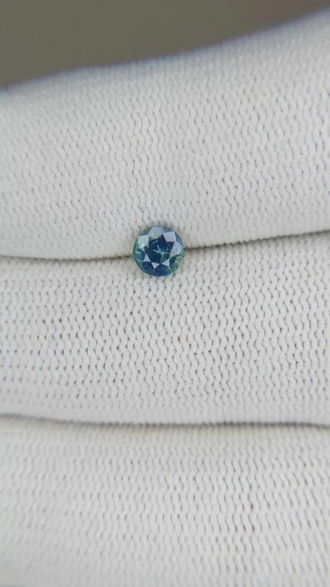 0.54 Ct. Bluish Green Sapphire from Madagascar Size Video