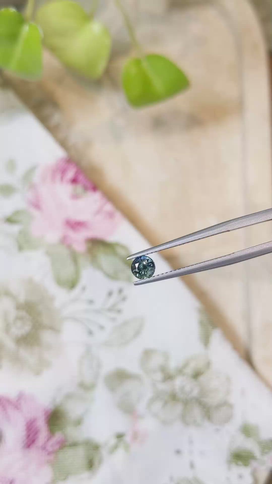 0.56 Ct. Bluish Green Sapphire from Madagascar Size Video