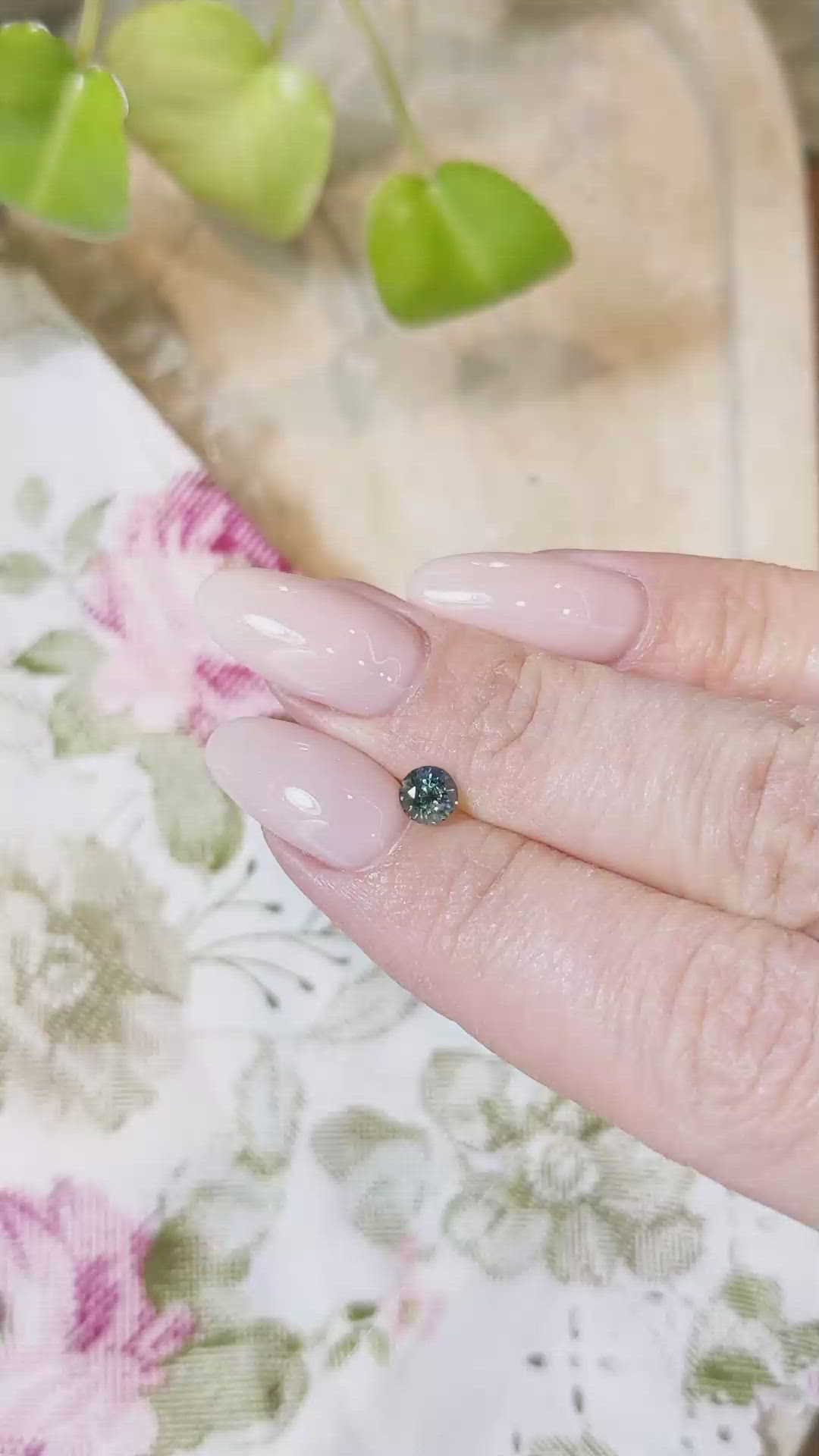 0.56 Ct. Bluish Green Sapphire from Madagascar Size Video