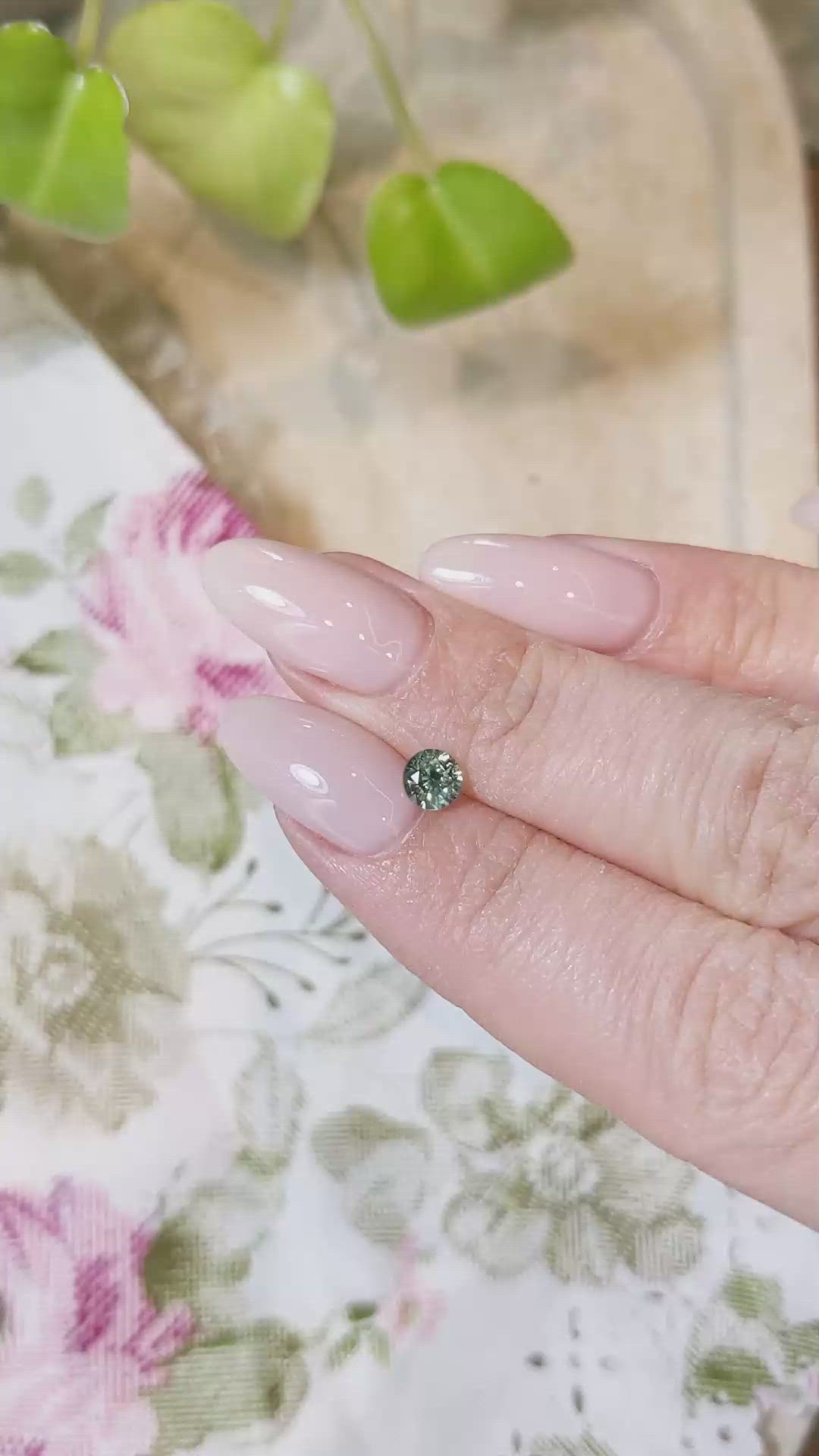 0.59 Ct. Bluish Green Sapphire from Madagascar Size Video