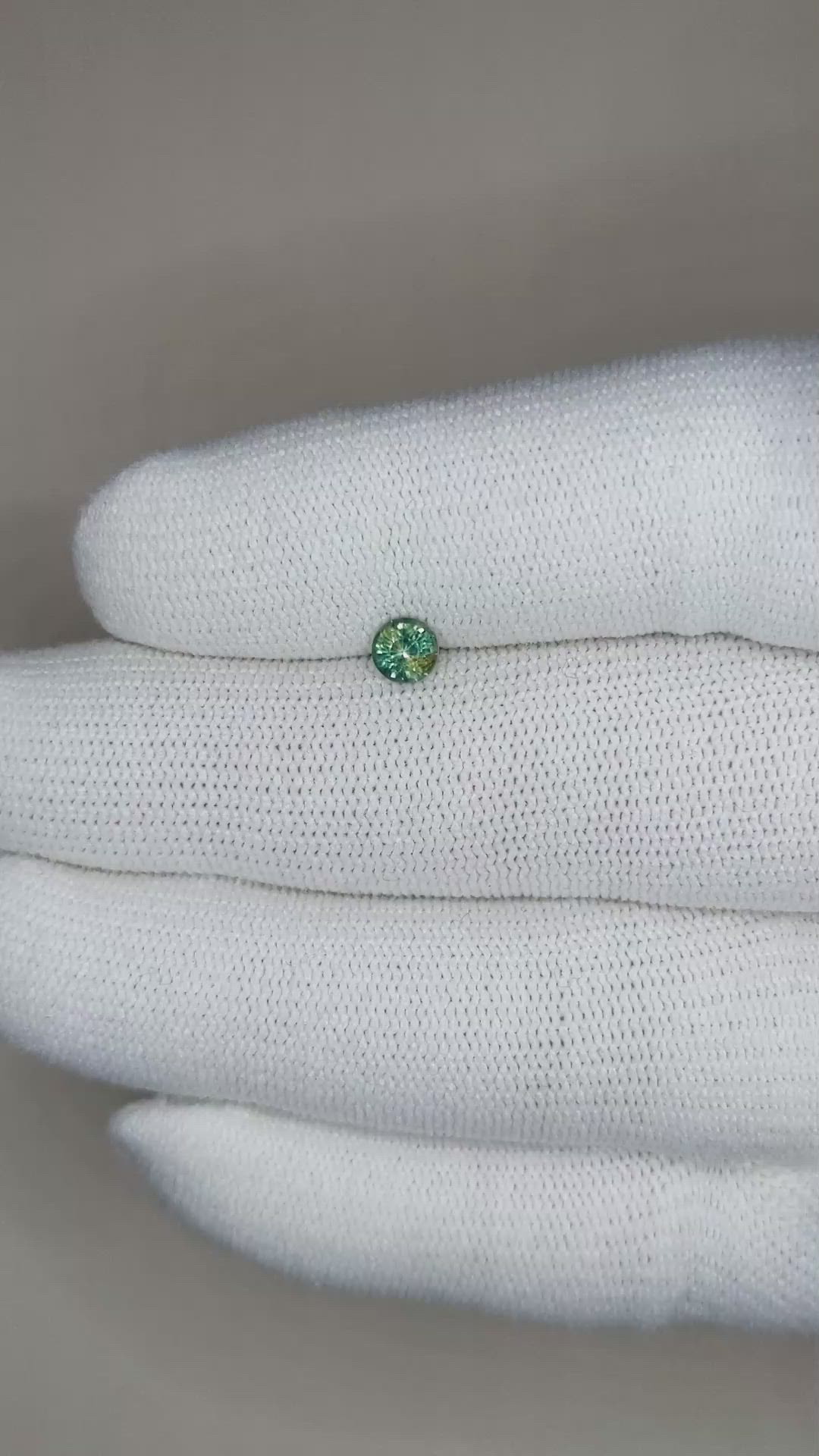 0.51 Ct. Bluish Green Sapphire from Madagascar Size Video