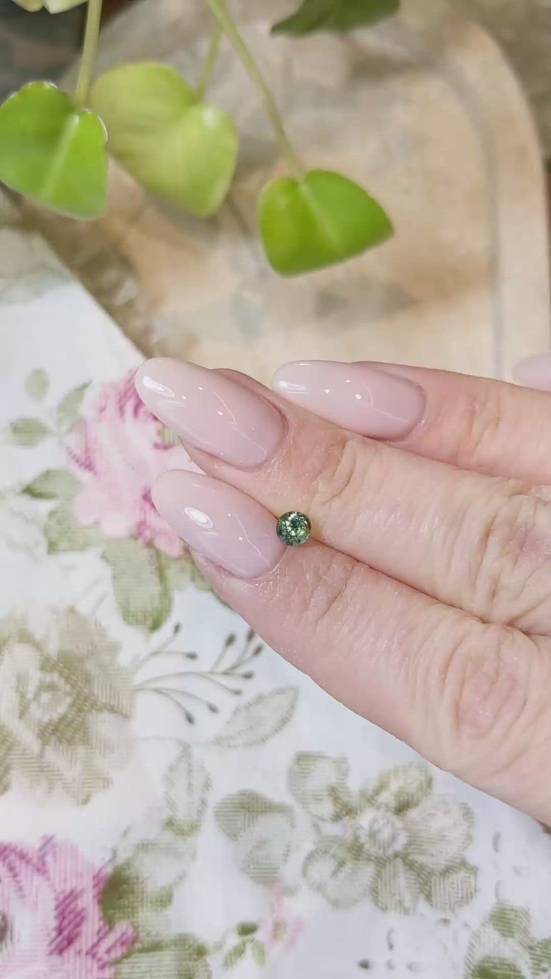 0.51 Ct. Bluish Green Sapphire from Madagascar Size Video