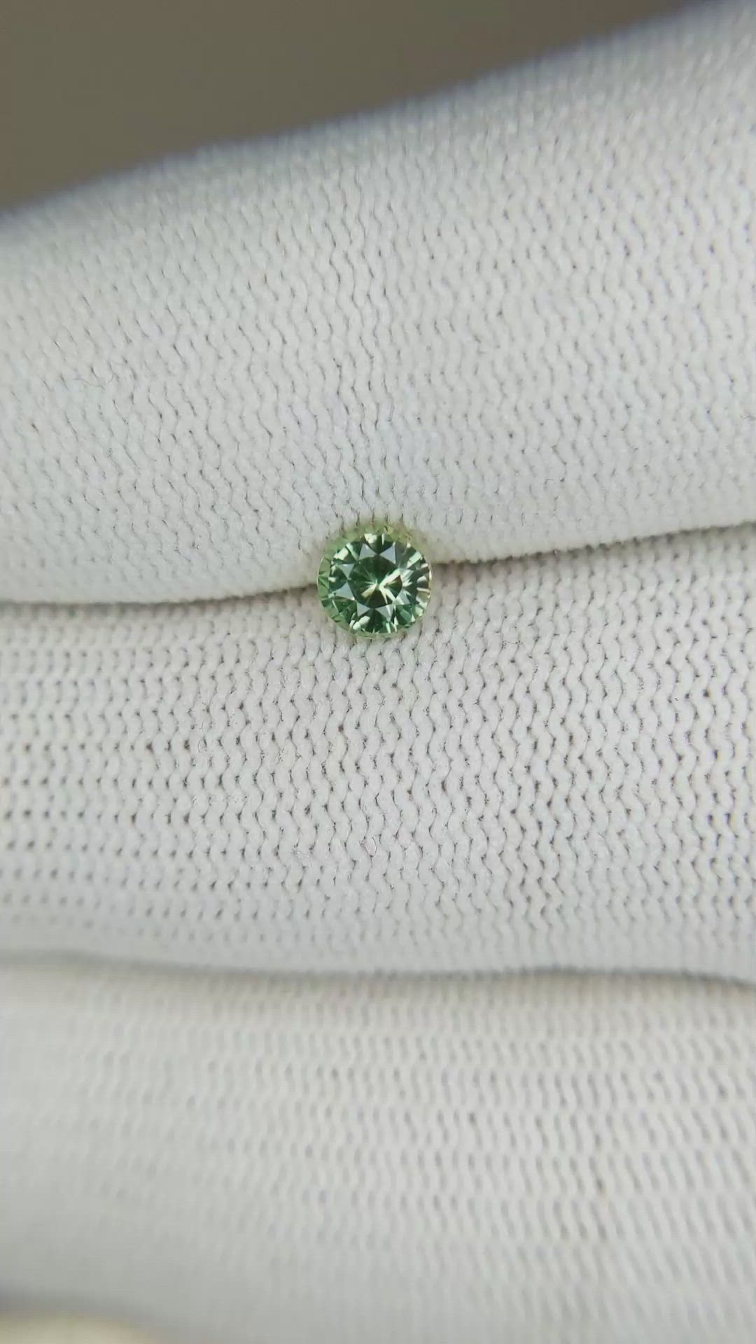0.53 Ct. Yellowish Green Sapphire from Madagascar Size Video