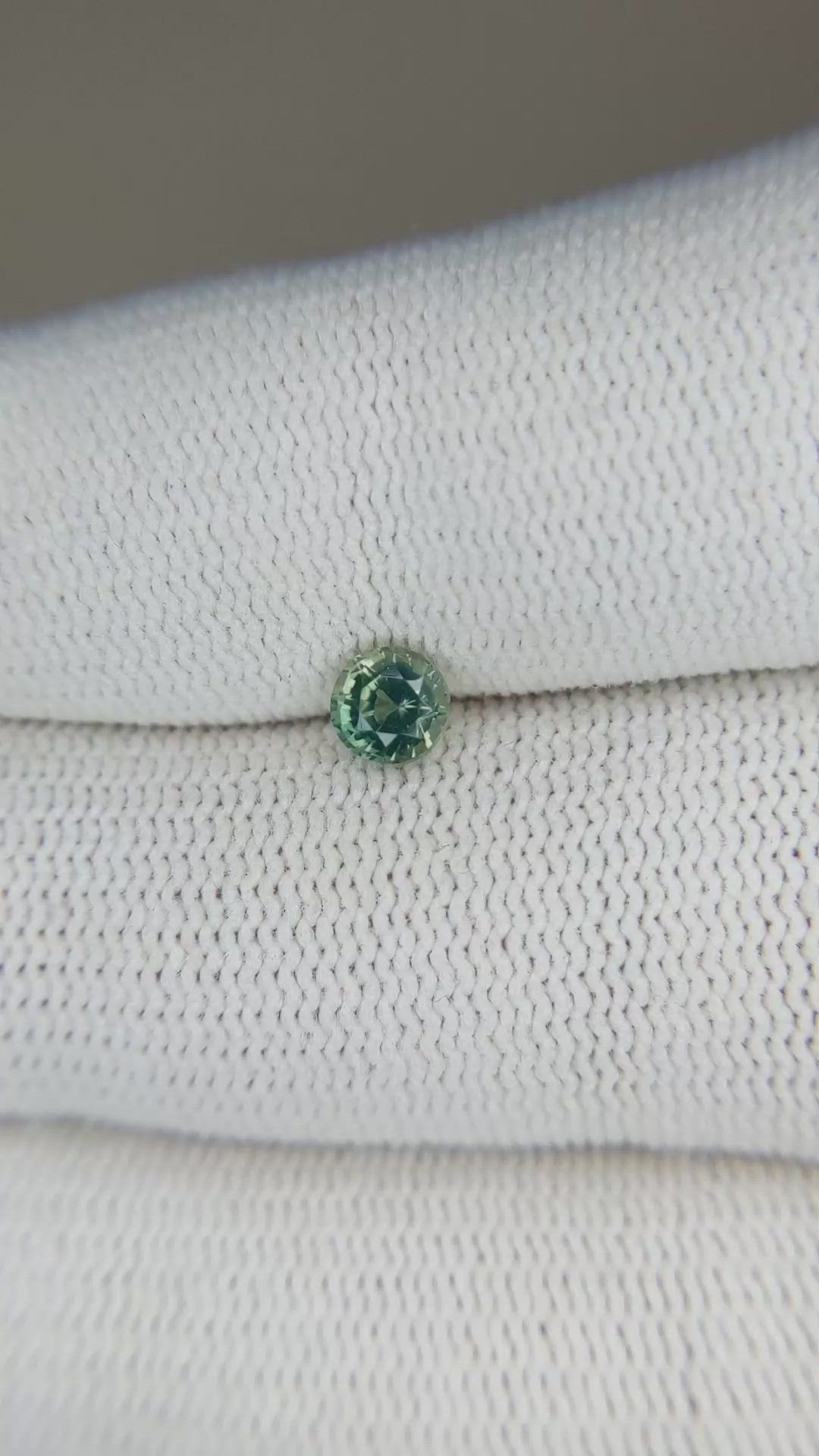 0.53 Ct. Bluish Green Sapphire from Madagascar Size Video