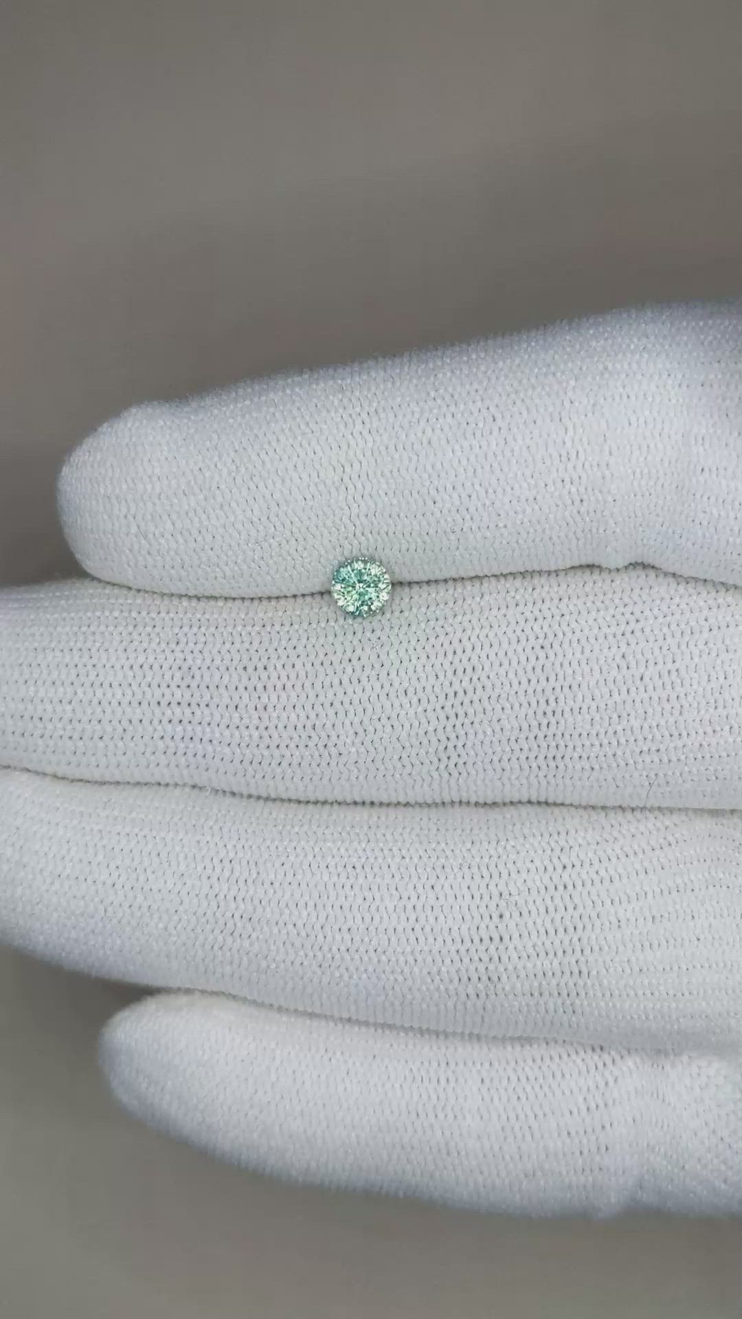 0.57 Ct. Bluish Green Sapphire from Madagascar Size Video