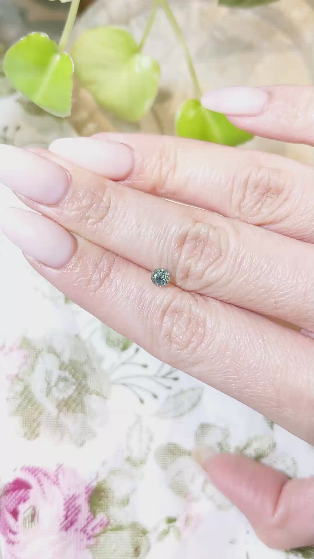 0.57 Ct. Bluish Green Sapphire from Madagascar Size Video