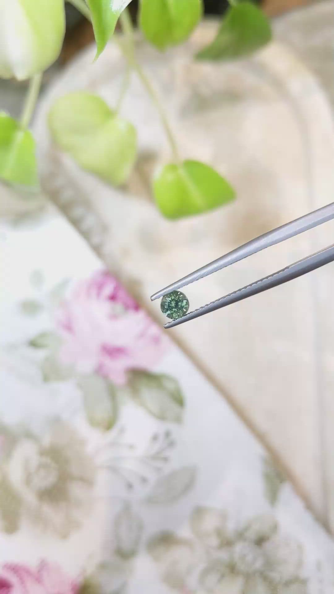 0.52 Ct. Bluish Green Sapphire from Madagascar Size Video