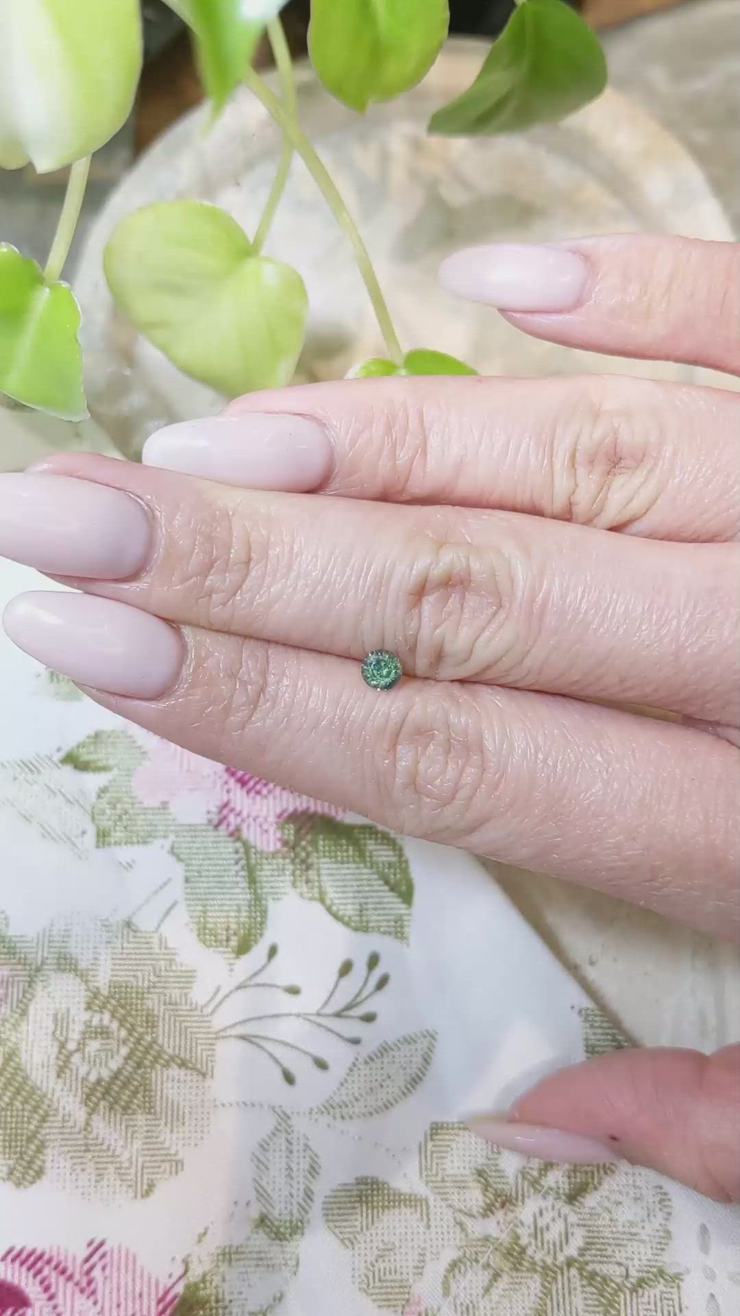 0.47 Ct. Bluish Green Sapphire from Madagascar Size Video