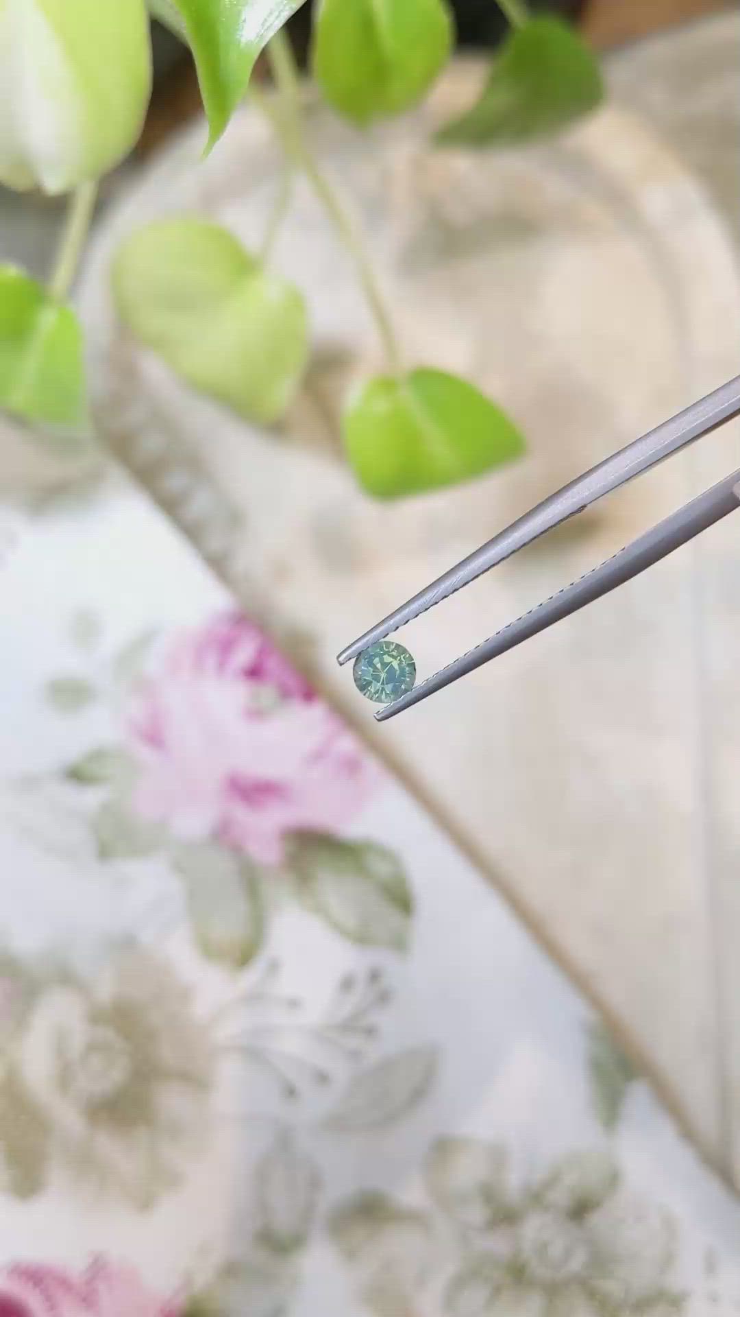 0.37 Ct. Bluish Green Sapphire from Madagascar Size Video