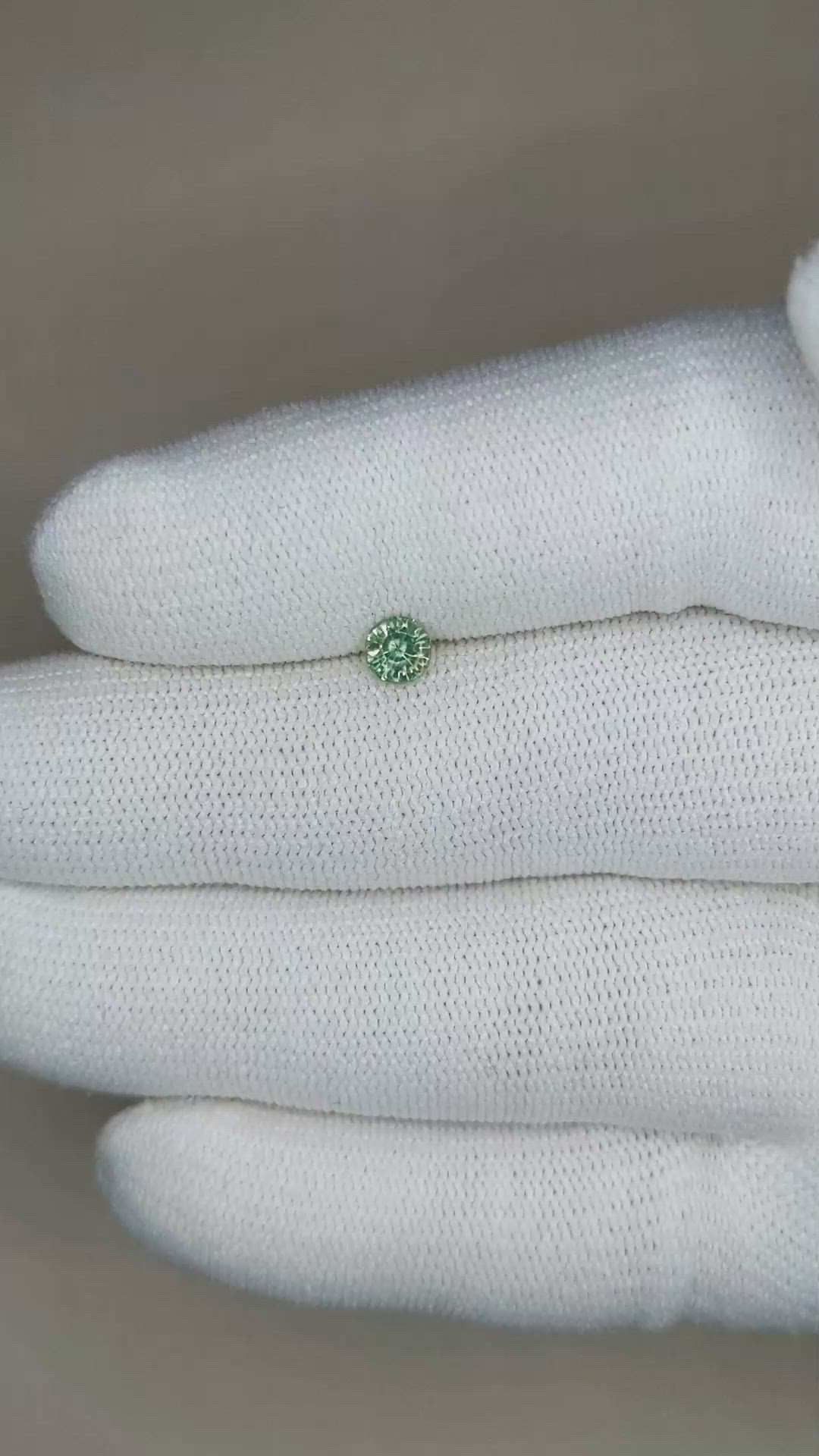 0.49 Ct. Yellowish Green Sapphire from Madagascar Size Video