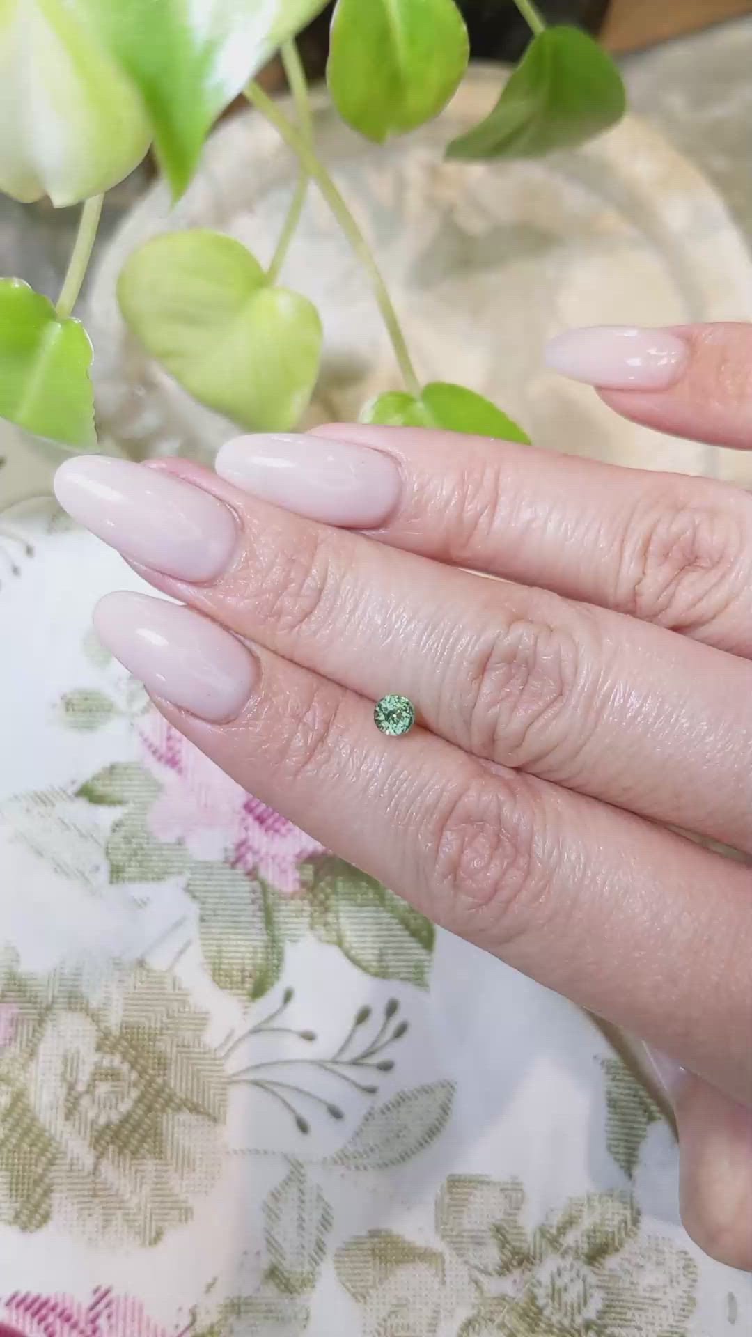 0.49 Ct. Yellowish Green Sapphire from Madagascar Size Video