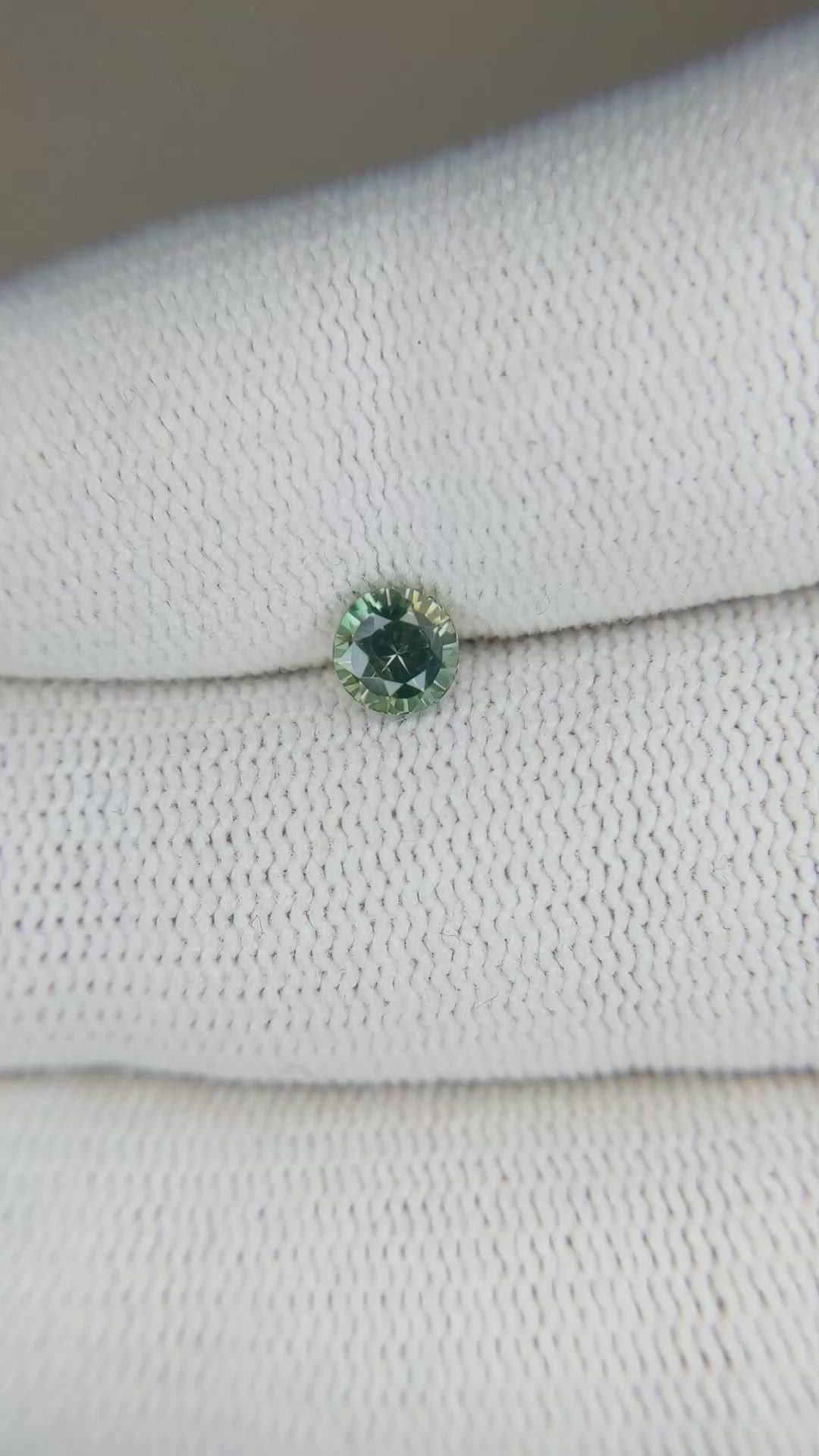 0.59 Ct. Bluish Green Sapphire from Madagascar Size Video