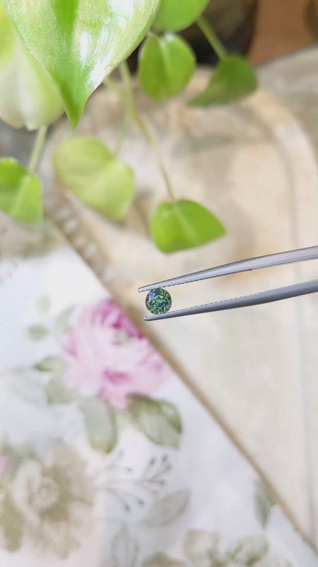 0.59 Ct. Bluish Green Sapphire from Madagascar Size Video