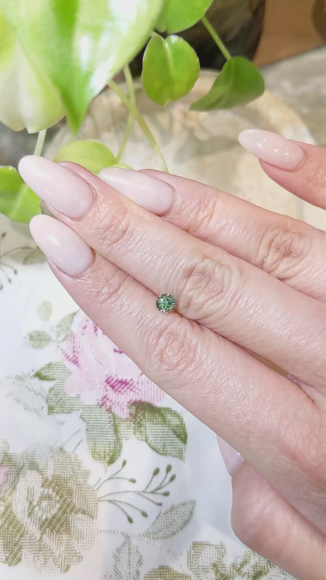 0.59 Ct. Bluish Green Sapphire from Madagascar Size Video