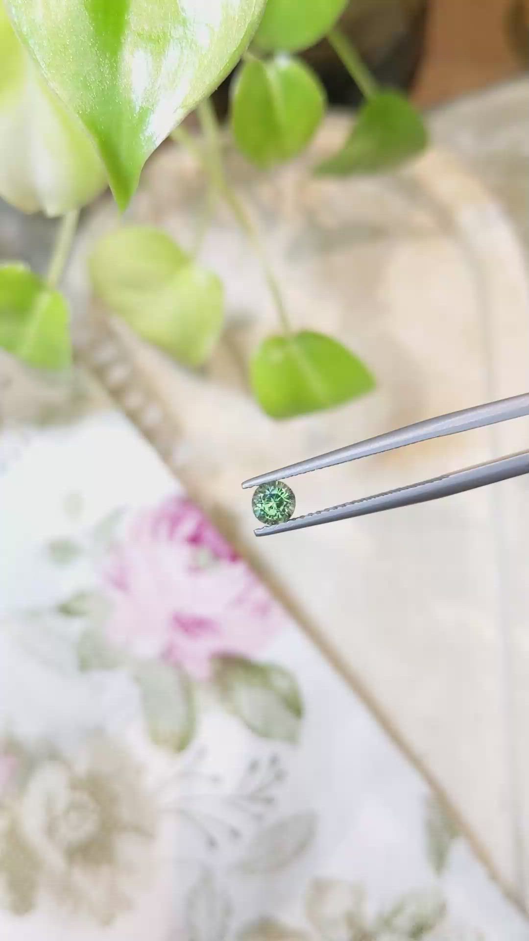 0.54 Ct. Bluish Green Sapphire from Madagascar Size Video