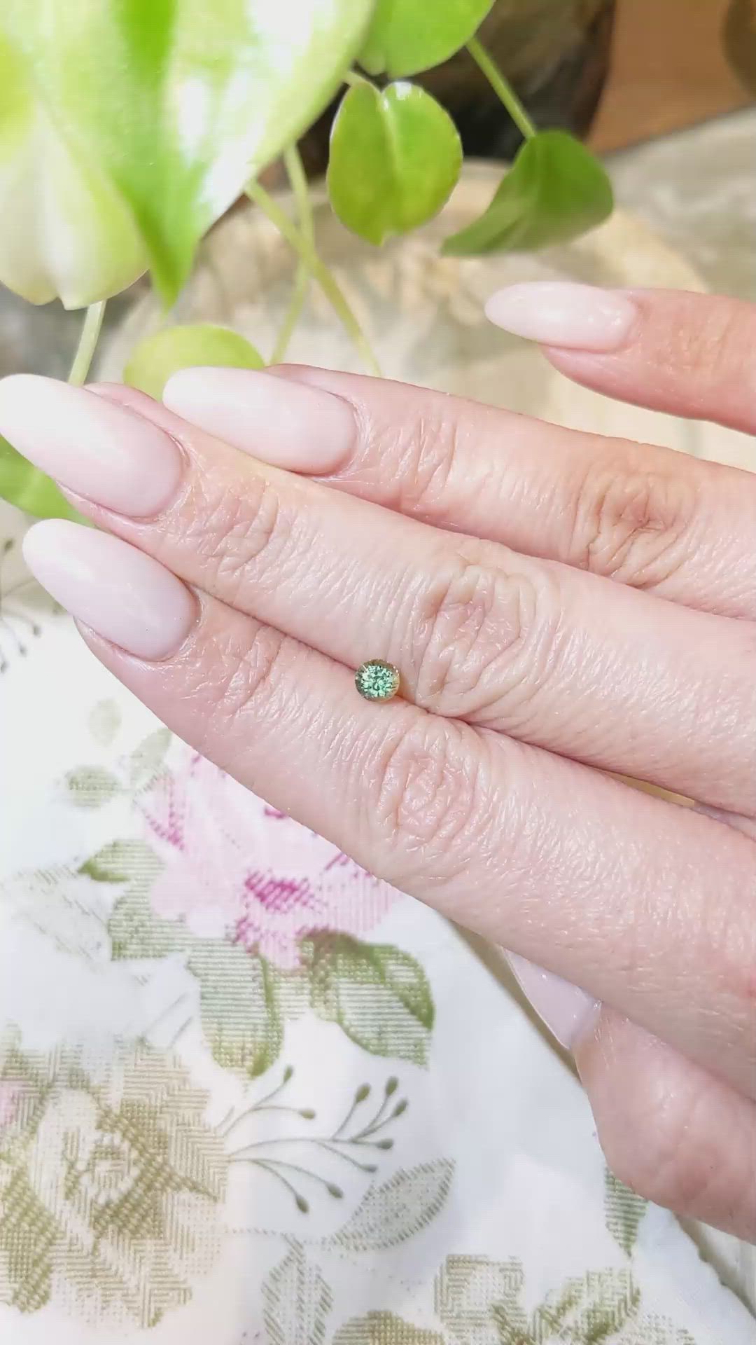 0.54 Ct. Bluish Green Sapphire from Madagascar Size Video