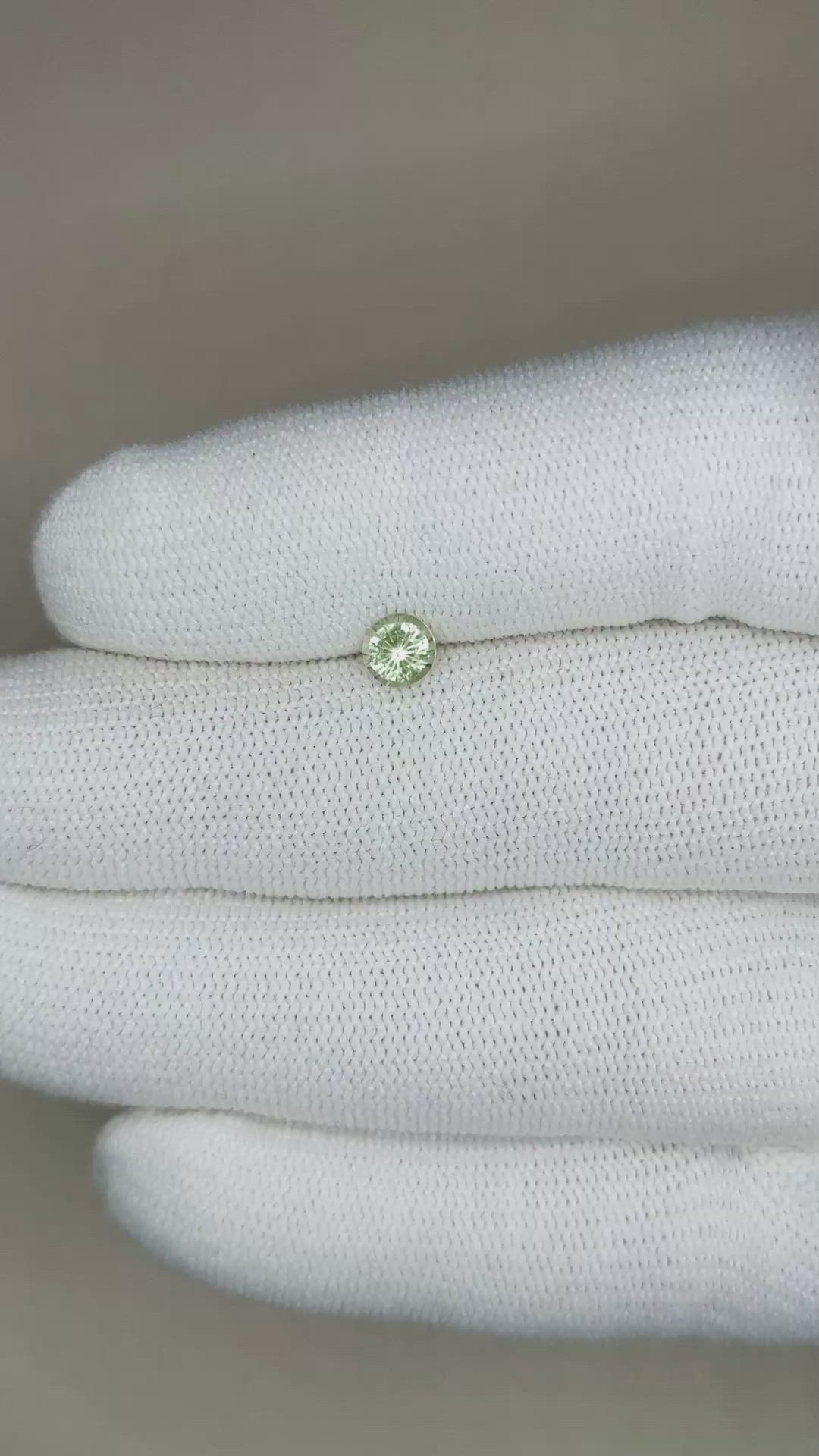 0.47 Ct. Yellowish Green Sapphire from Madagascar Size Video