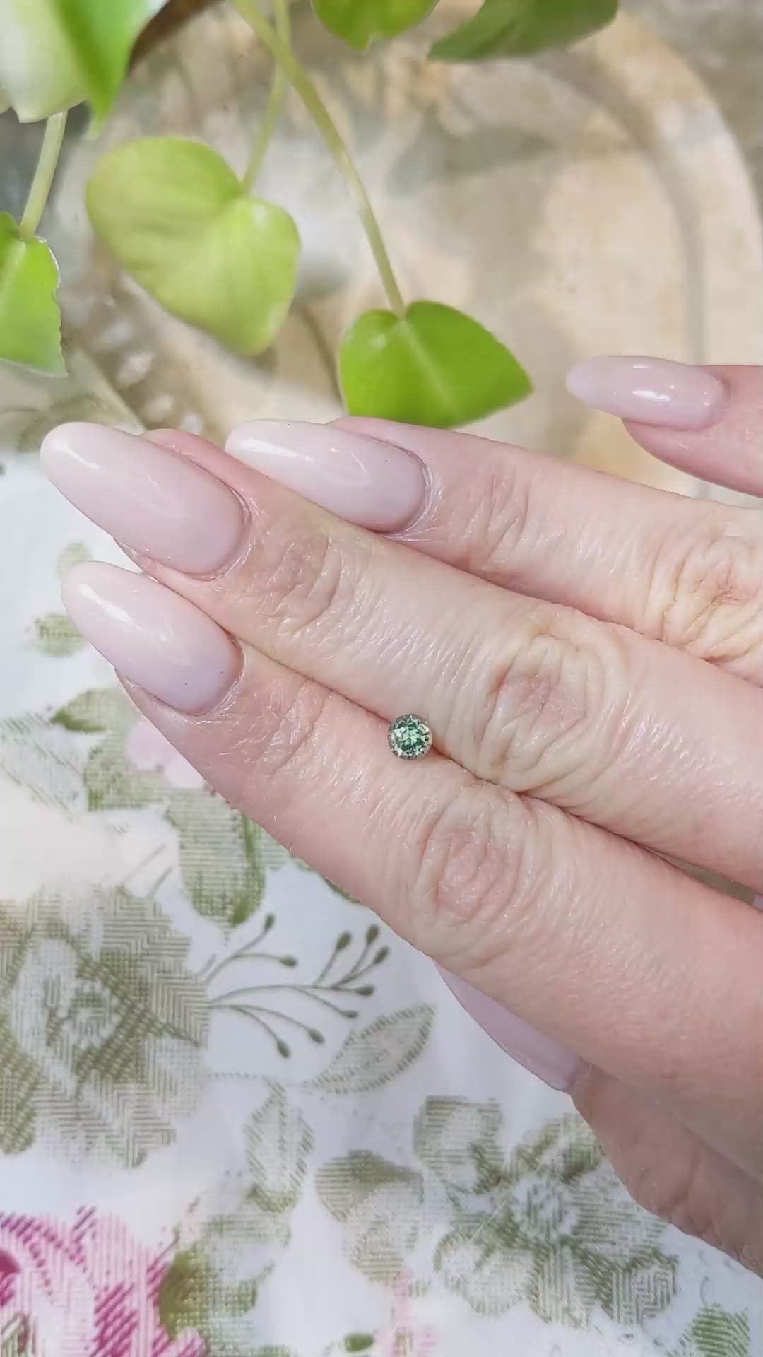 0.42 Ct. Bluish Green Sapphire from Madagascar Size Video