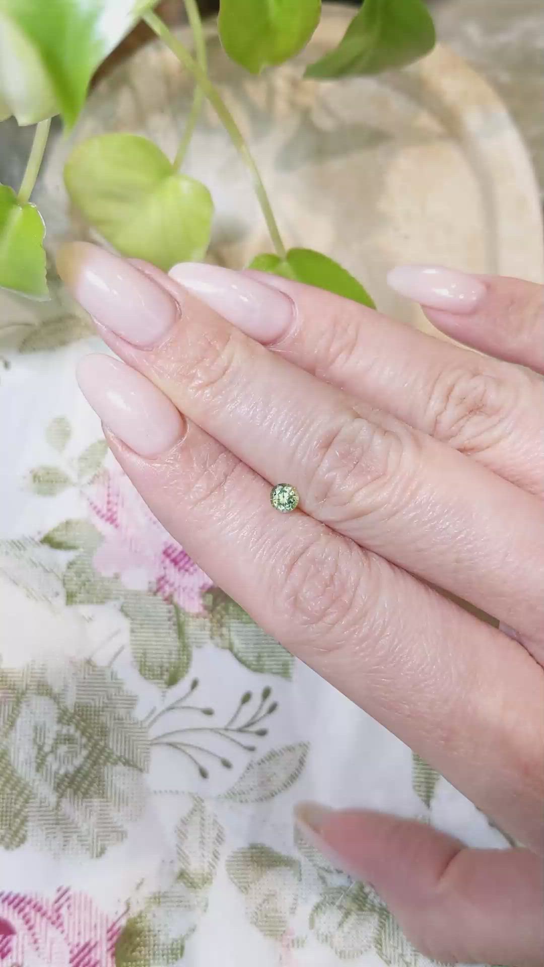 0.35 Ct. Yellowish Green Sapphire from Madagascar Size Video