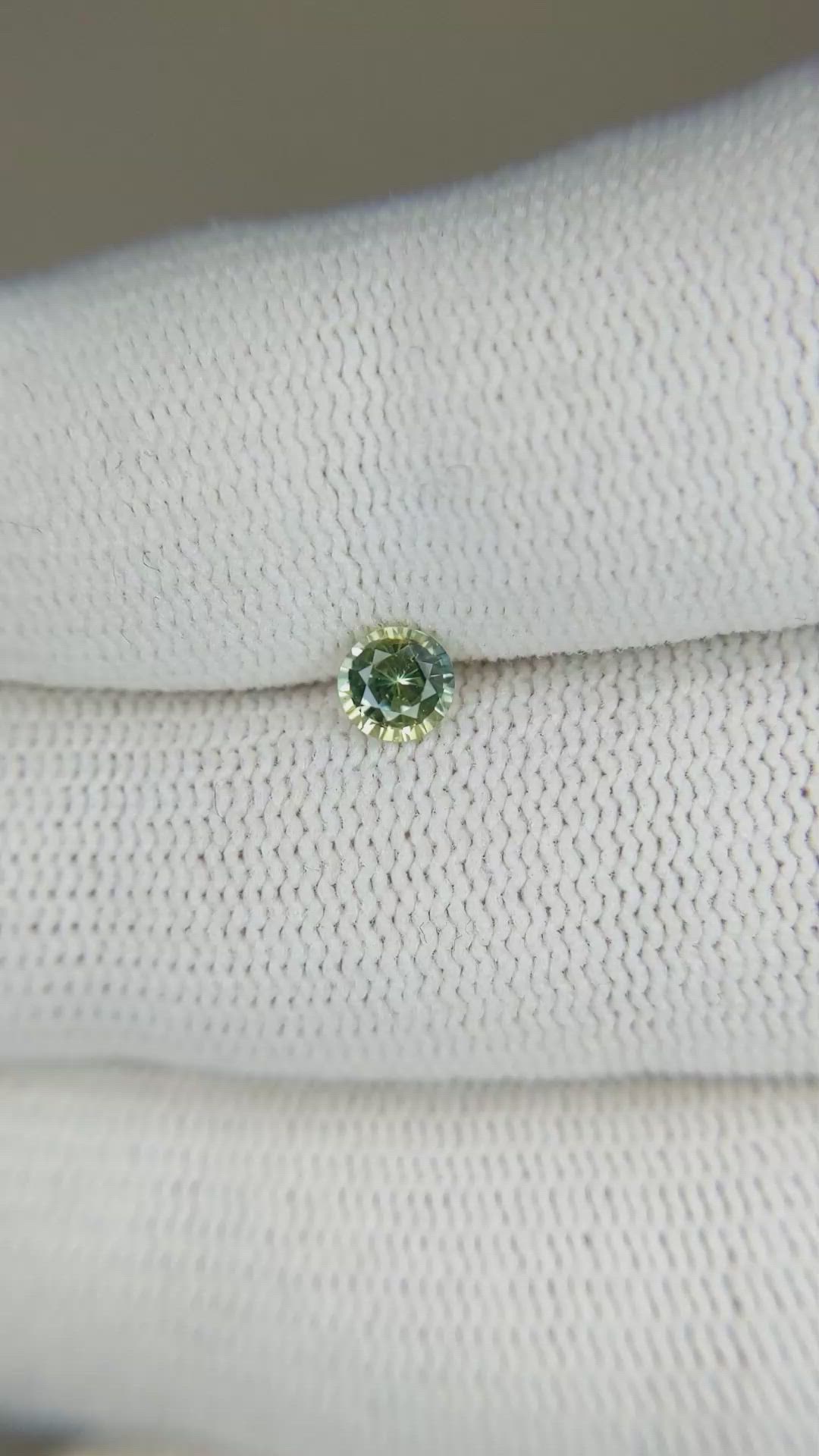 0.35 Ct. Yellowish Green Sapphire from Madagascar Size Video