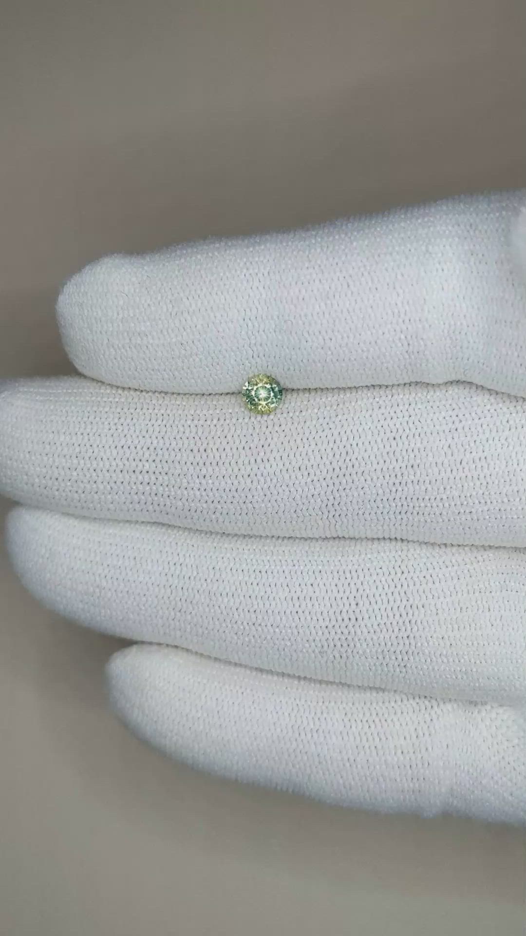 0.35 Ct. Yellowish Green Sapphire from Madagascar Size Video