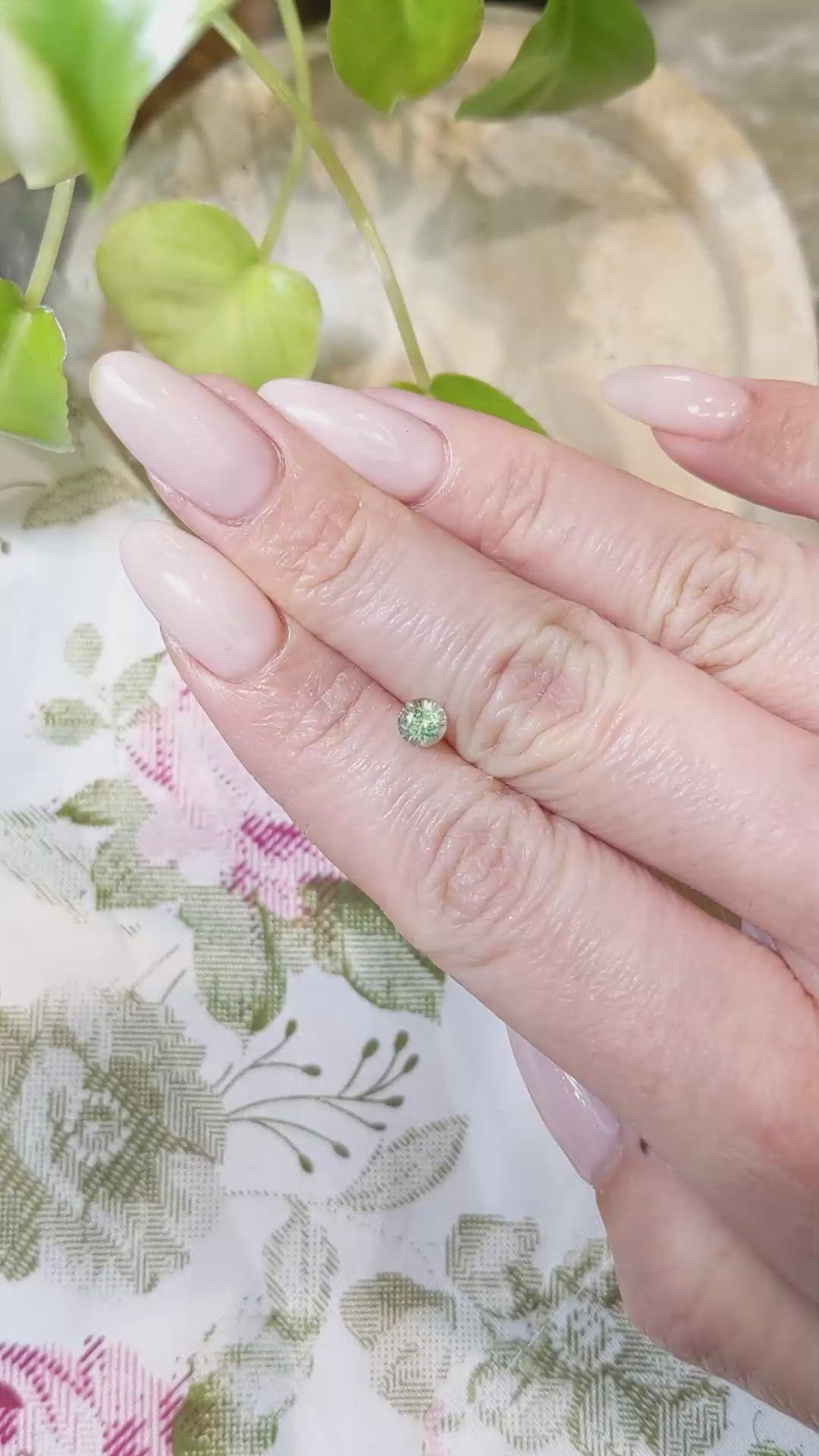 0.68 Ct. Yellowish Green Sapphire from Madagascar Size Video