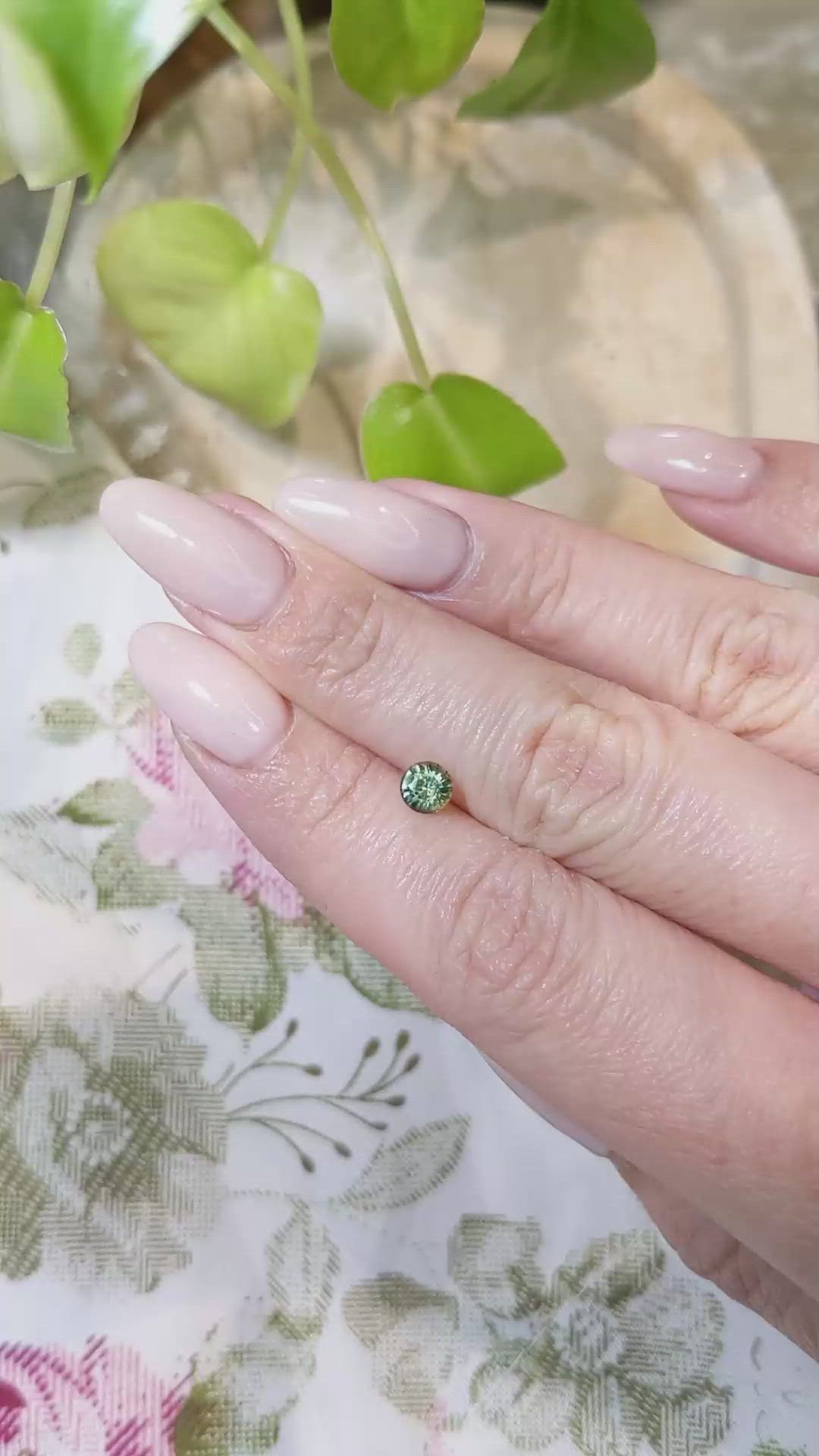 0.66 Ct. Bluish Green Sapphire from Madagascar Size Video