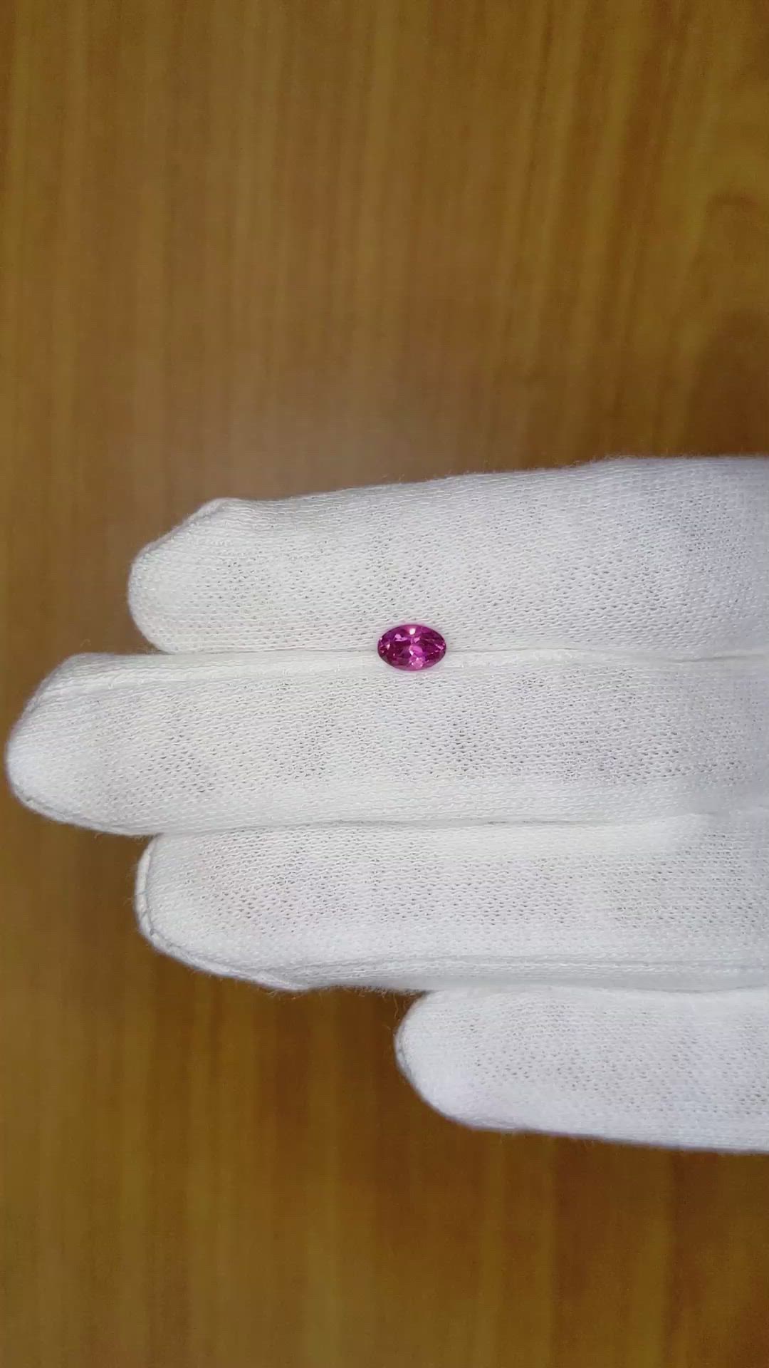 0.63 Ct. Reddish Pink Sapphire from Ceylon (Sri Lanka) Size Video