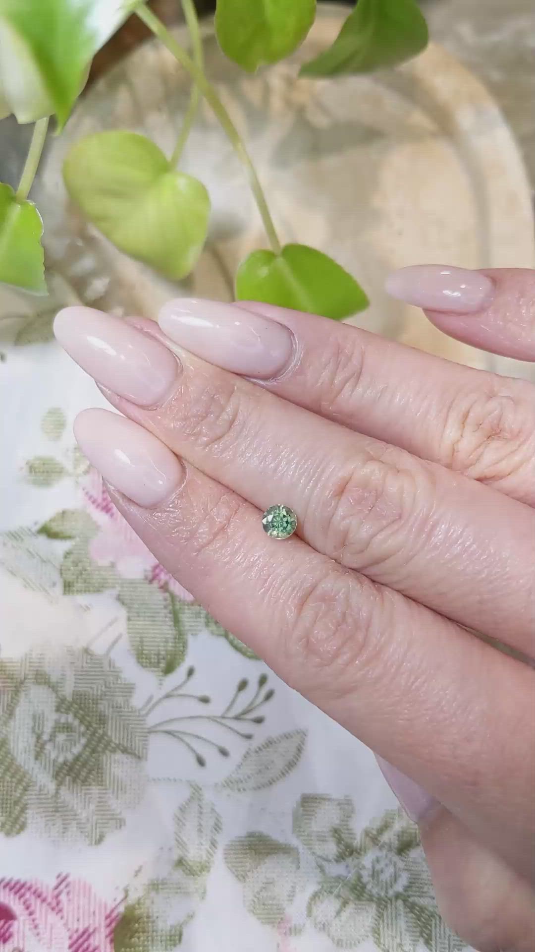 0.66 Ct. Bluish Green Sapphire from Madagascar Size Video