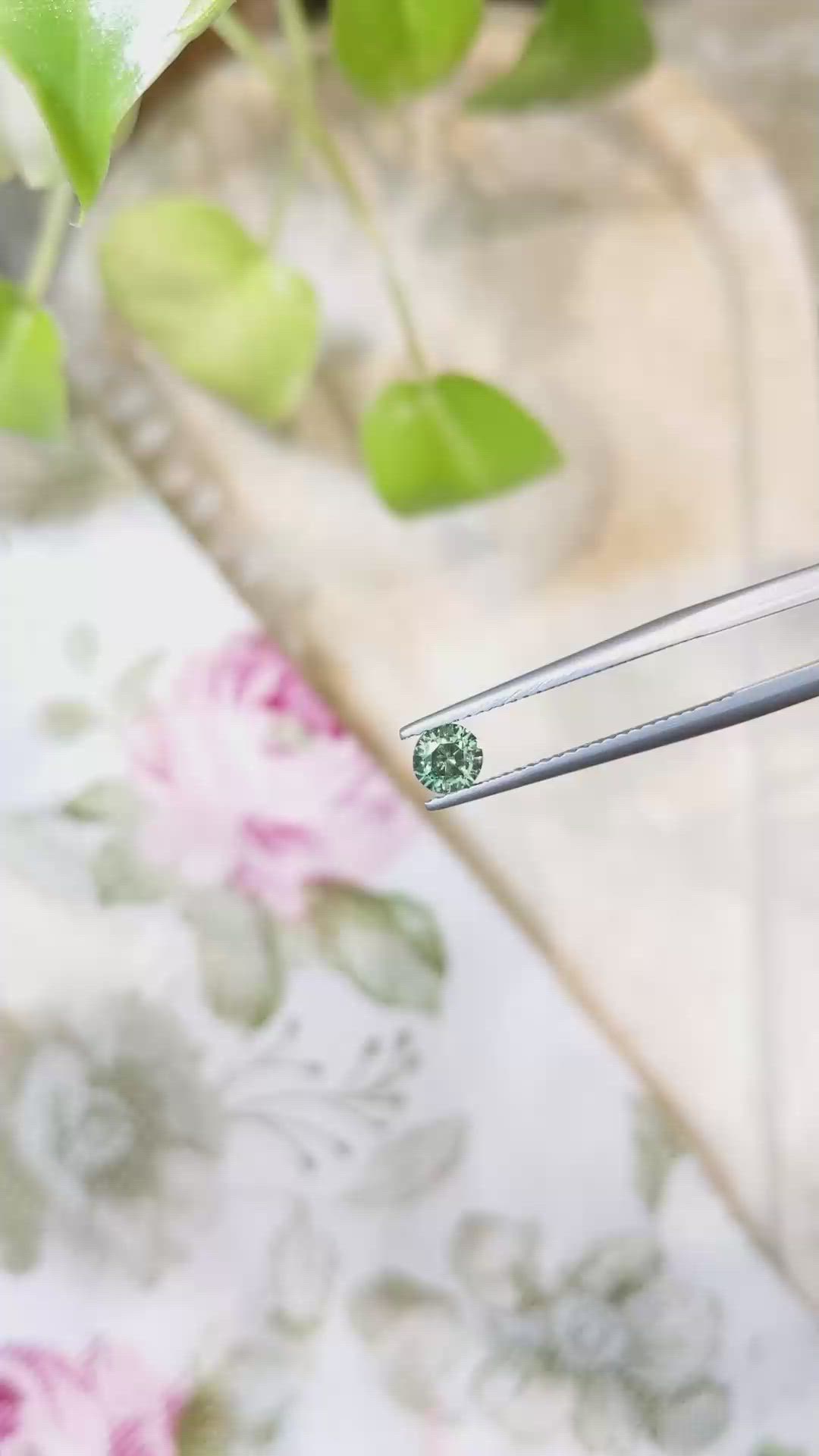 0.43 Ct. Bluish Green Sapphire from Madagascar Size Video