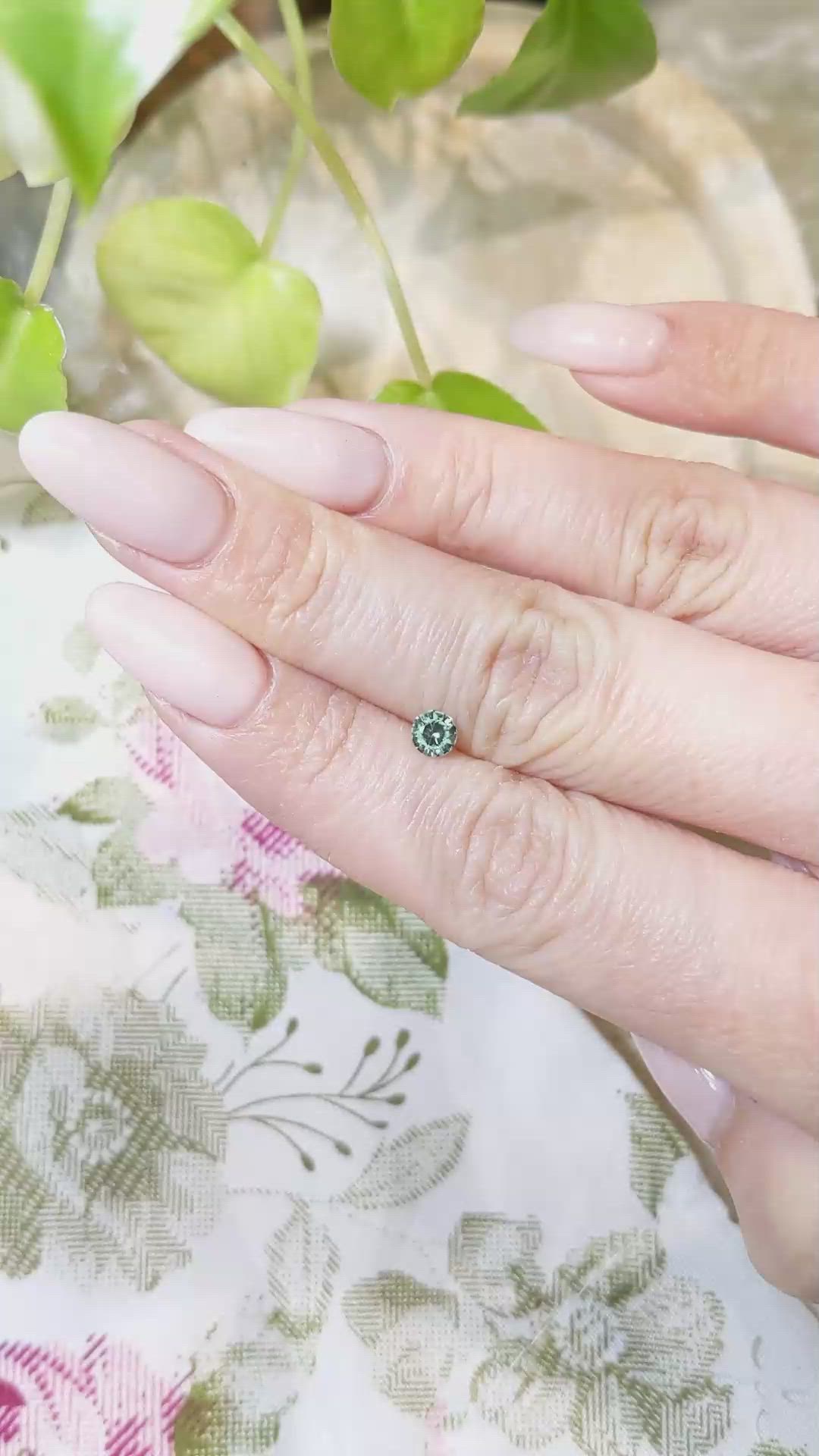 0.43 Ct. Bluish Green Sapphire from Madagascar Size Video