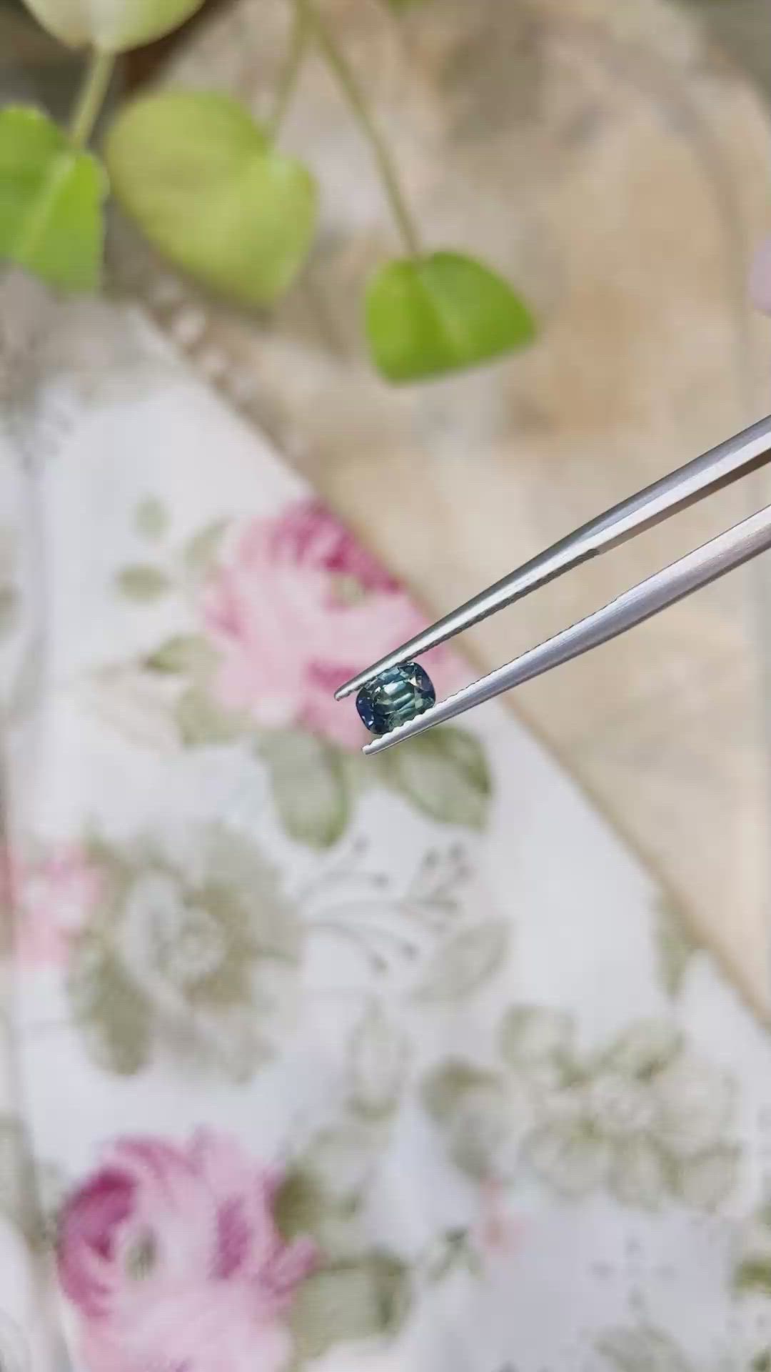 0.69 Ct. Greenish Blue Sapphire from Madagascar Size Video