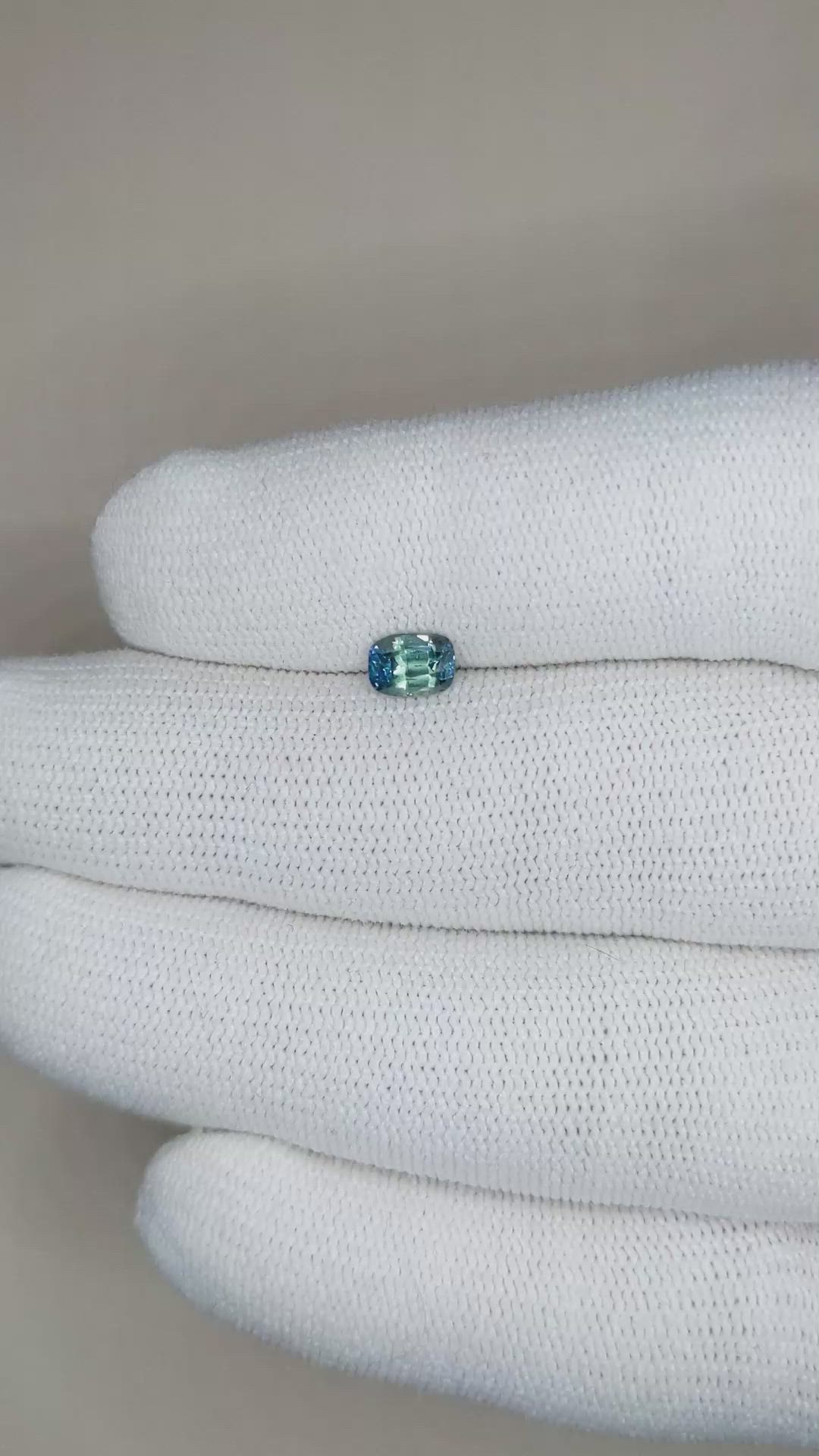 0.69 Ct. Greenish Blue Sapphire from Madagascar Size Video