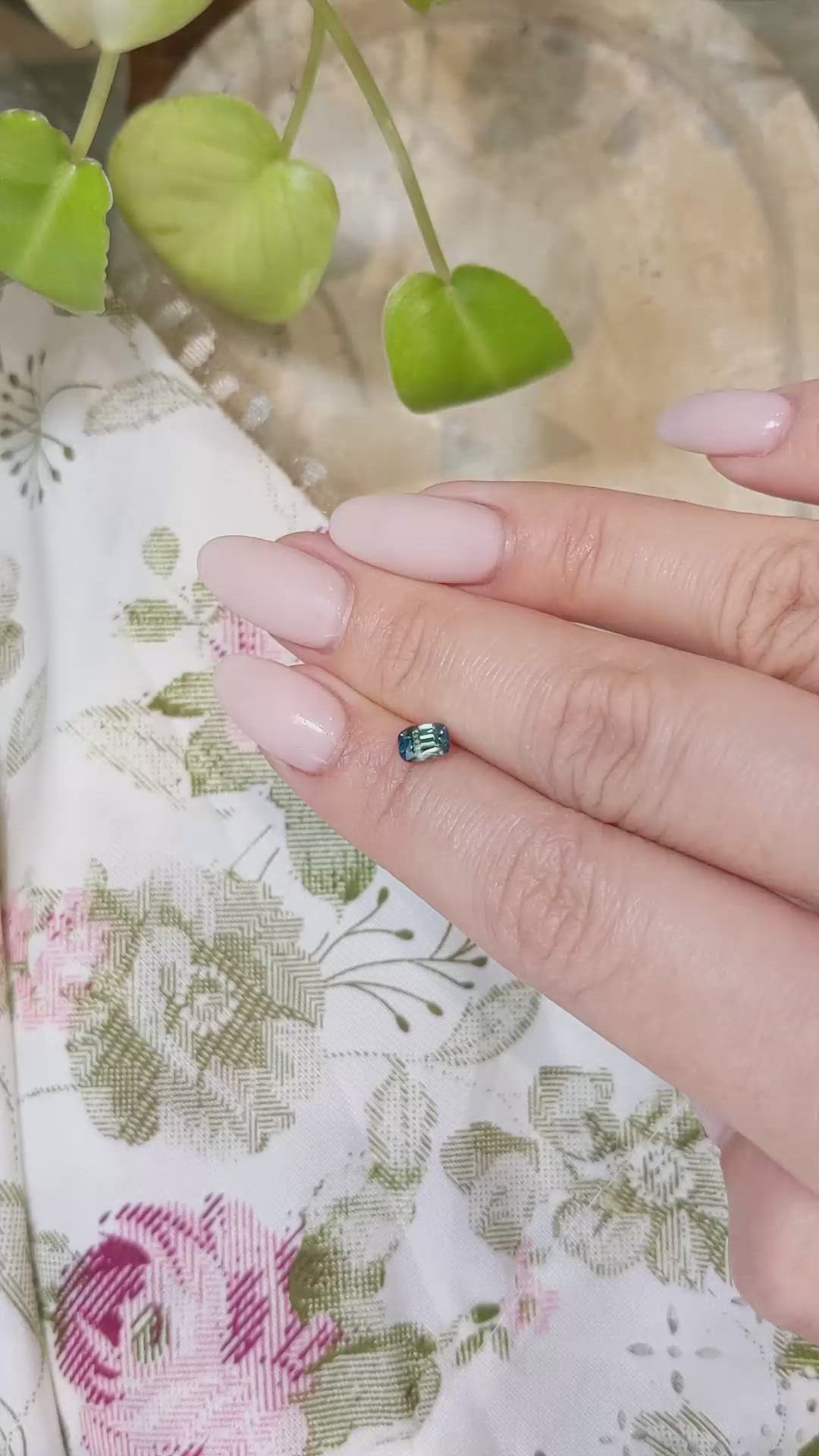 0.69 Ct. Greenish Blue Sapphire from Madagascar Size Video