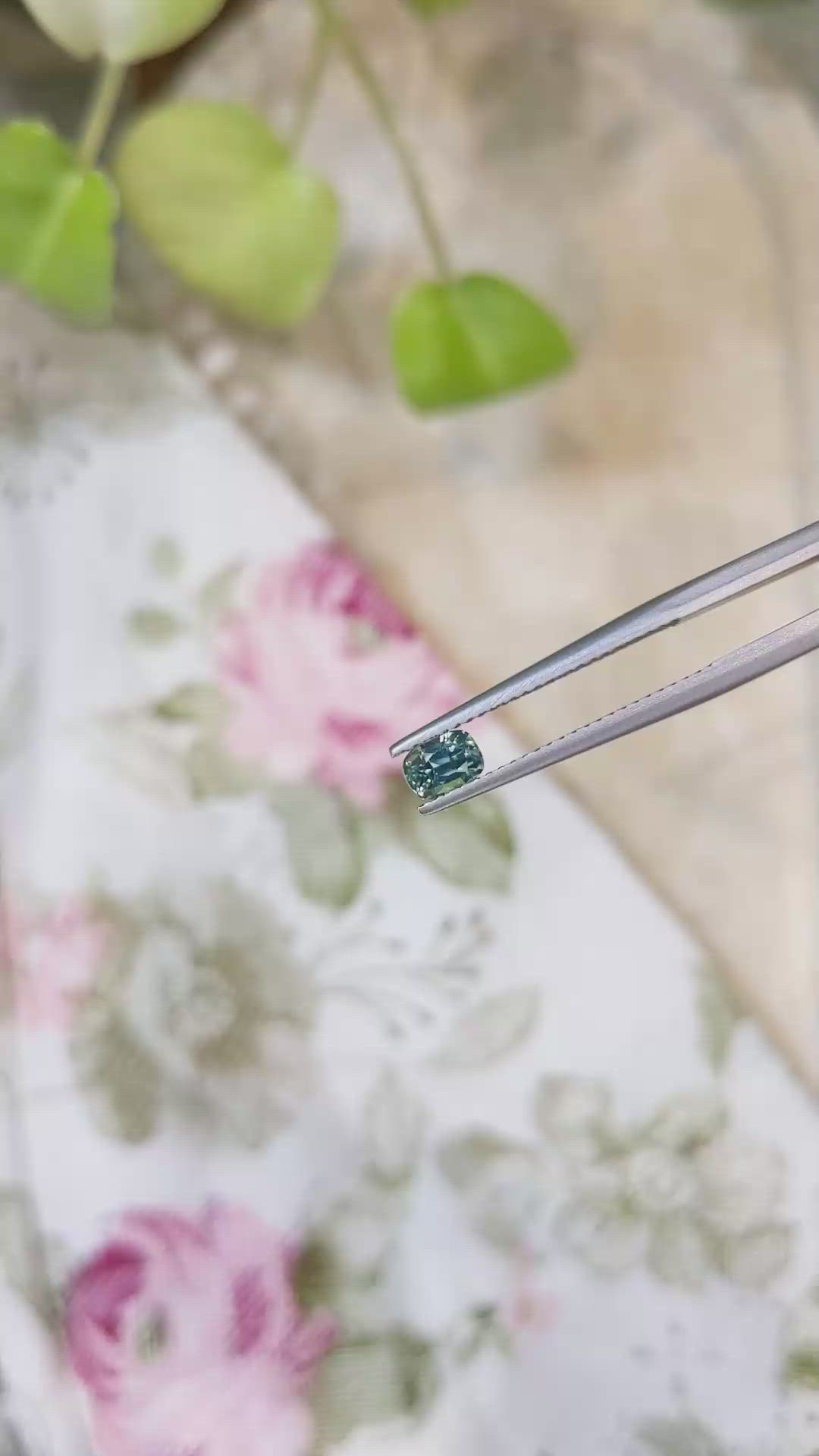 0.56 Ct. Greenish Blue Sapphire from Madagascar Size Video