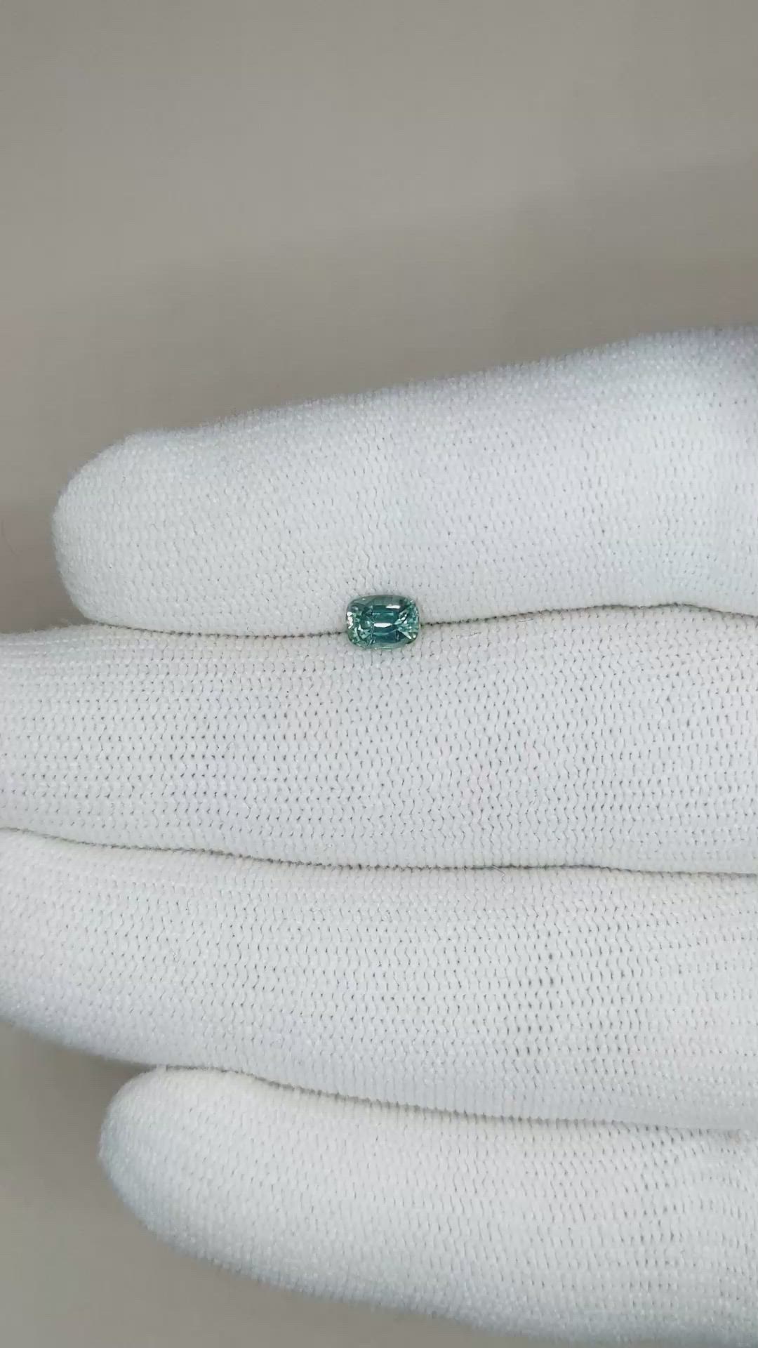 0.56 Ct. Greenish Blue Sapphire from Madagascar Size Video