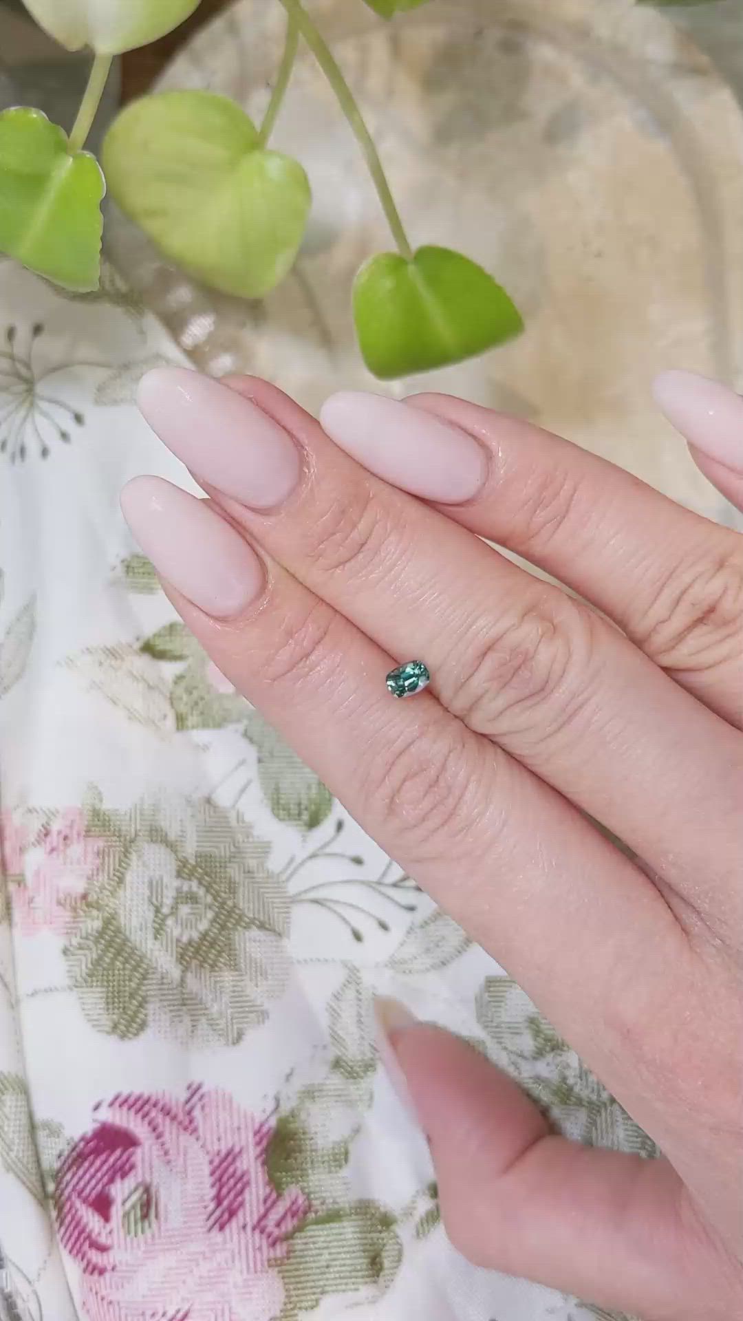 0.56 Ct. Greenish Blue Sapphire from Madagascar Size Video