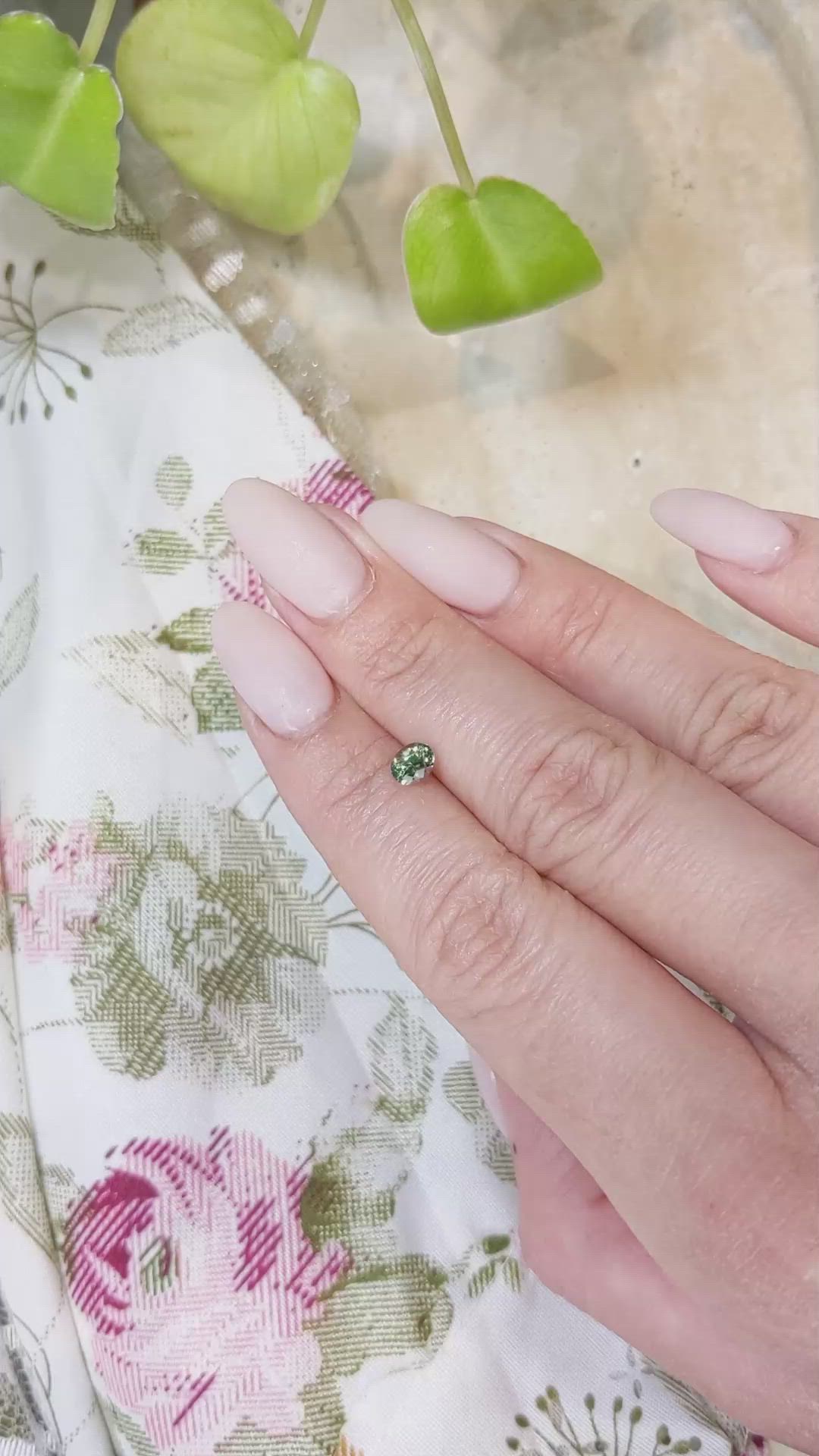 0.72 Ct. Green Sapphire from Madagascar Size Video