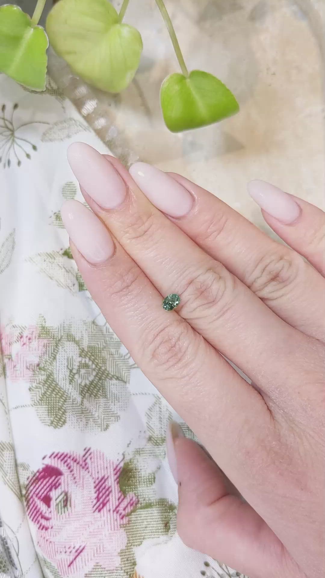 0.57 Ct. Bluish Green Sapphire from Madagascar Size Video