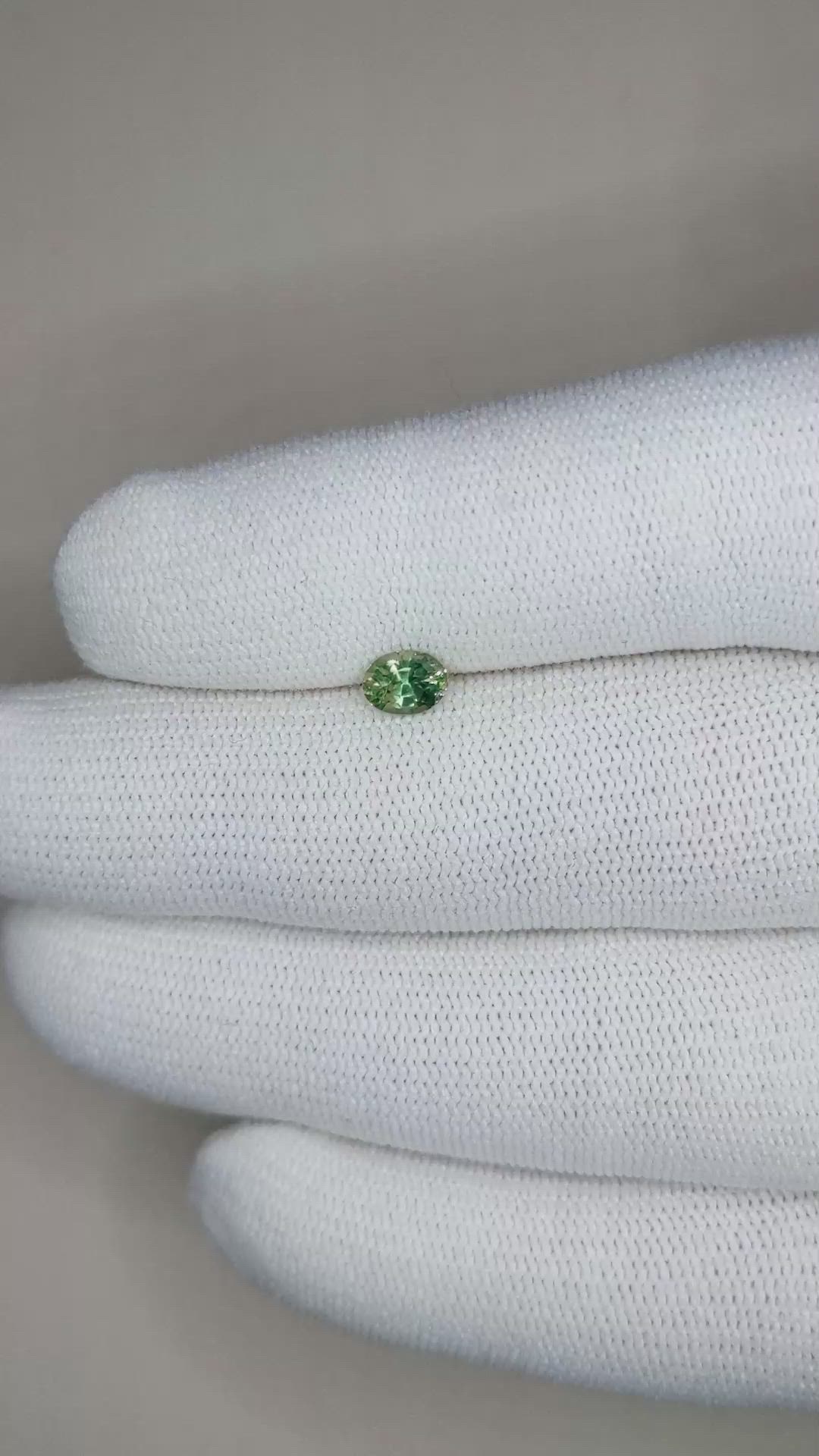 0.57 Ct. Bluish Green Sapphire from Madagascar Size Video