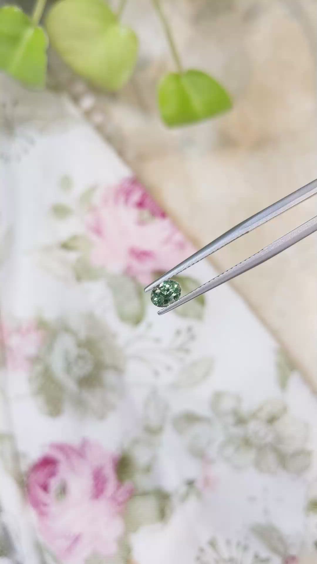 0.57 Ct. Bluish Green Sapphire from Madagascar Size Video