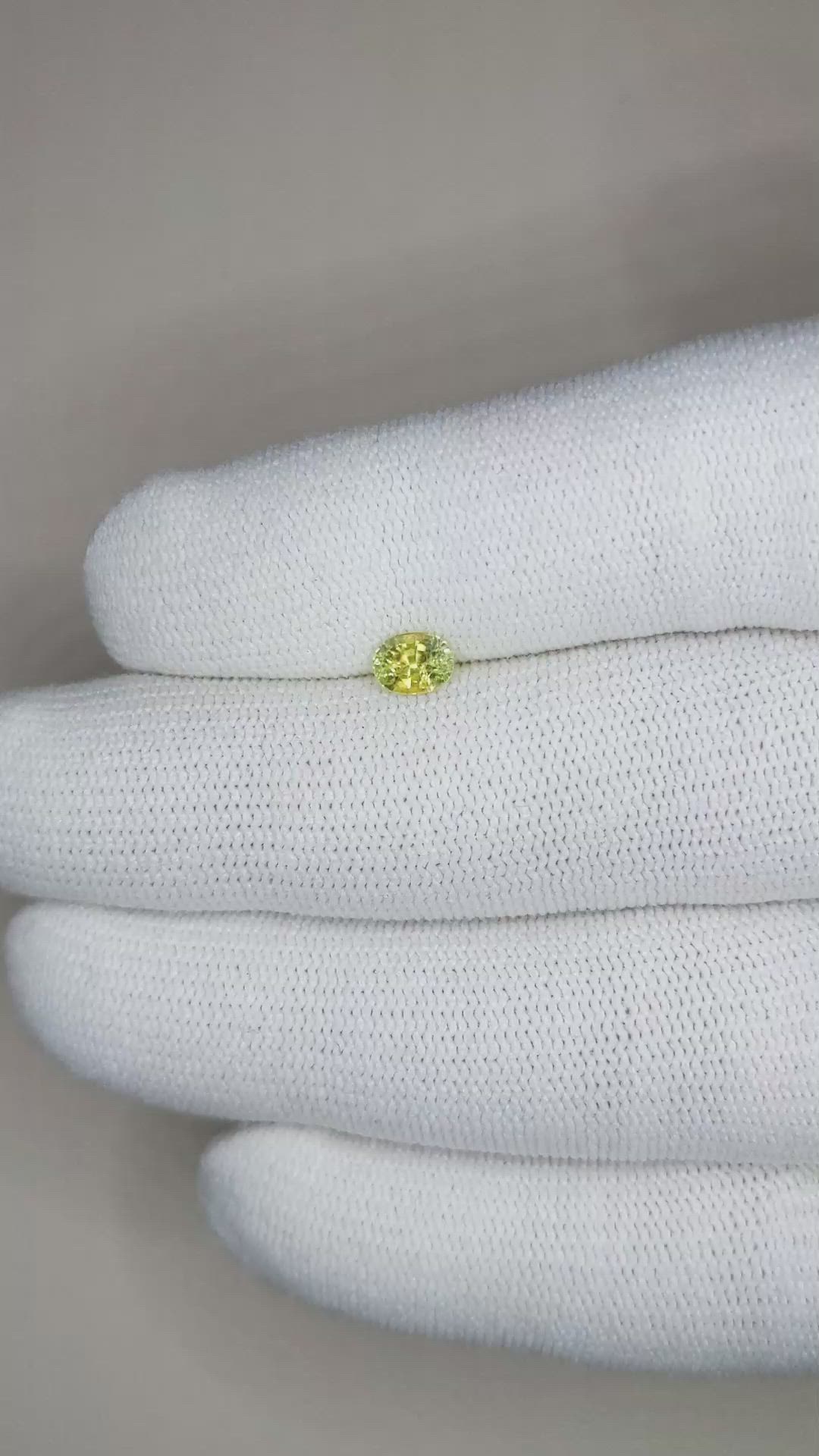 0.54 Ct. Greenish Yellow Sapphire from Madagascar Size Video