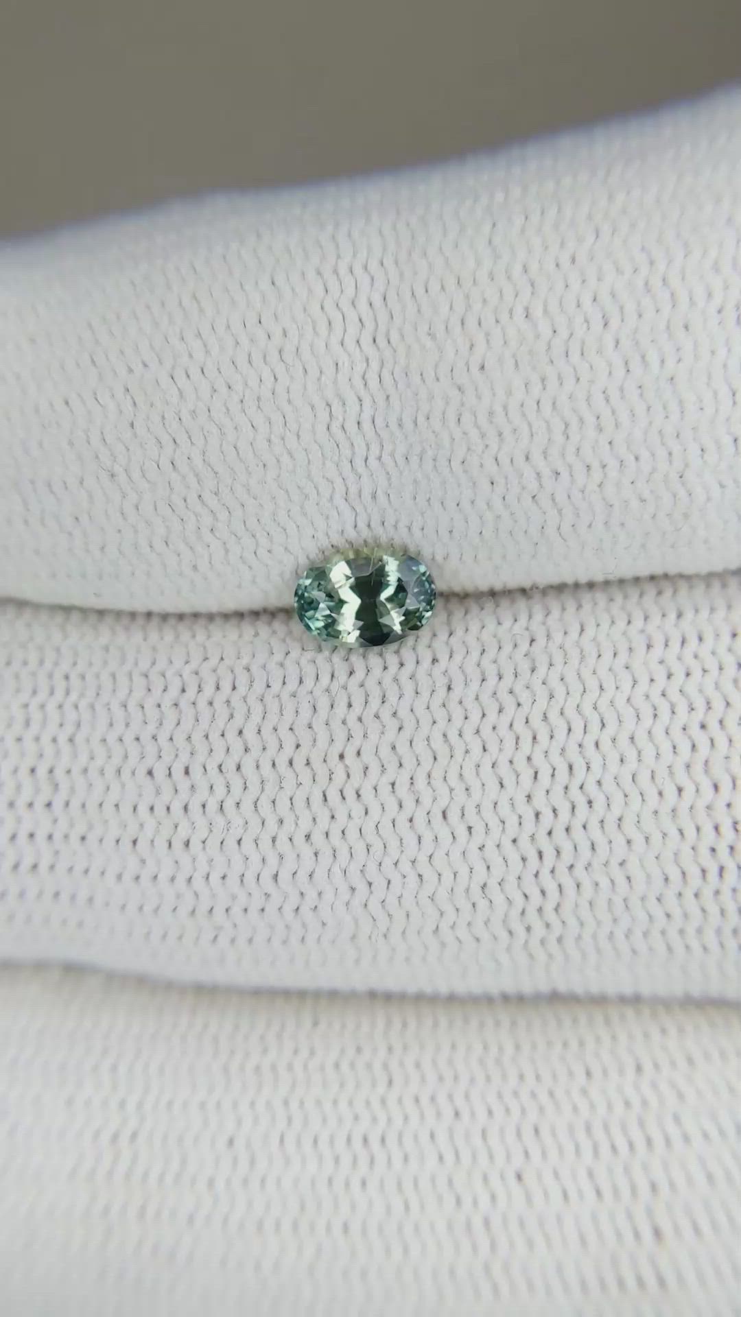 0.63 Ct. Bluish Green Sapphire from Madagascar Size Video