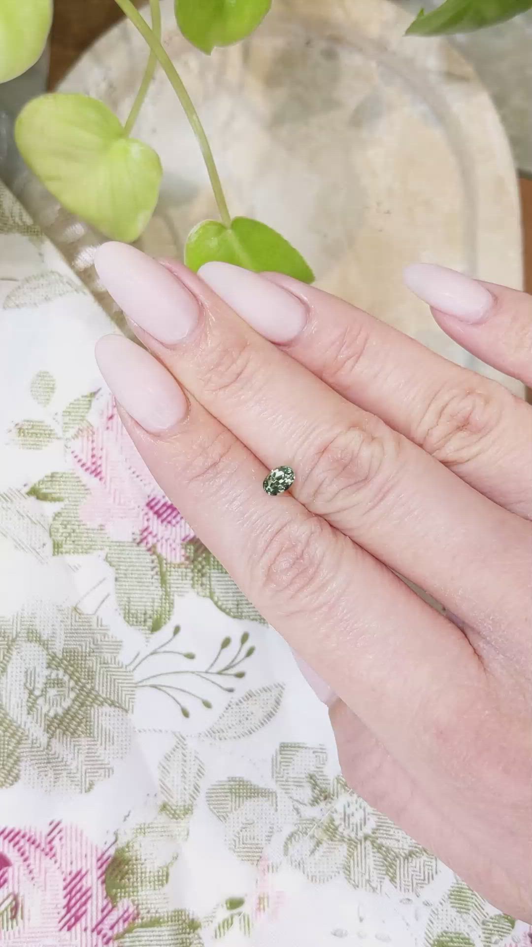 0.63 Ct. Bluish Green Sapphire from Madagascar Size Video